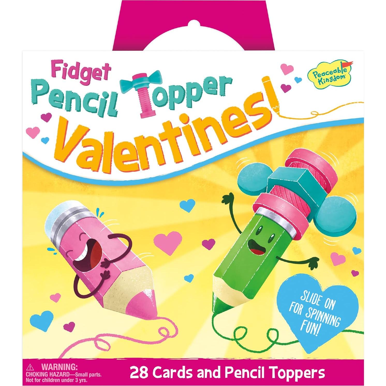 Tarjetas de San Valentín Peaceable Kingdom - 28 Adornos Fidget
