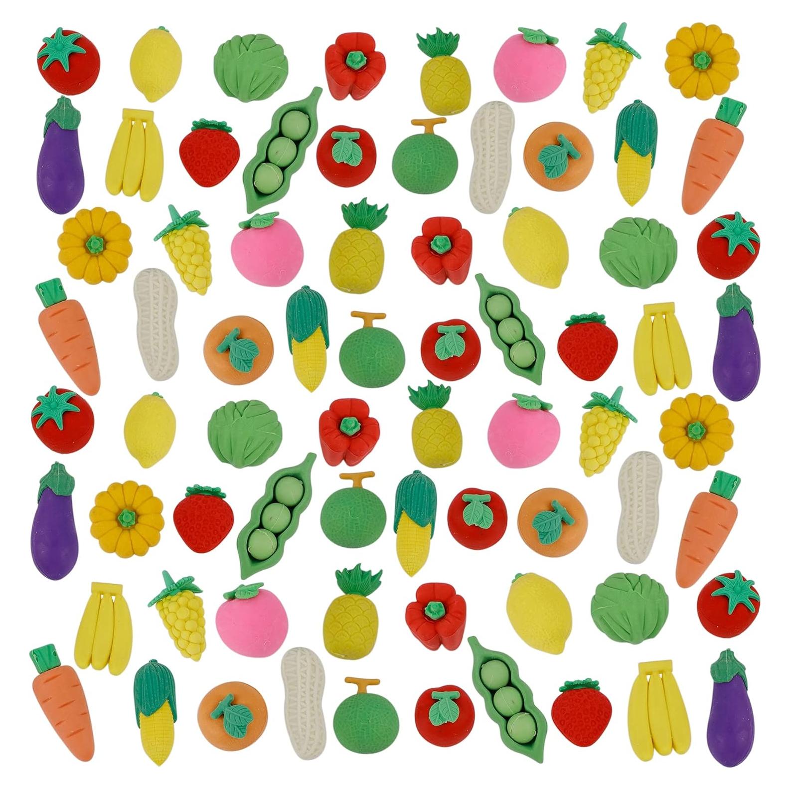 Juego de Gomas de Borrar Frutas y Verduras Cllayees 72 Pcs