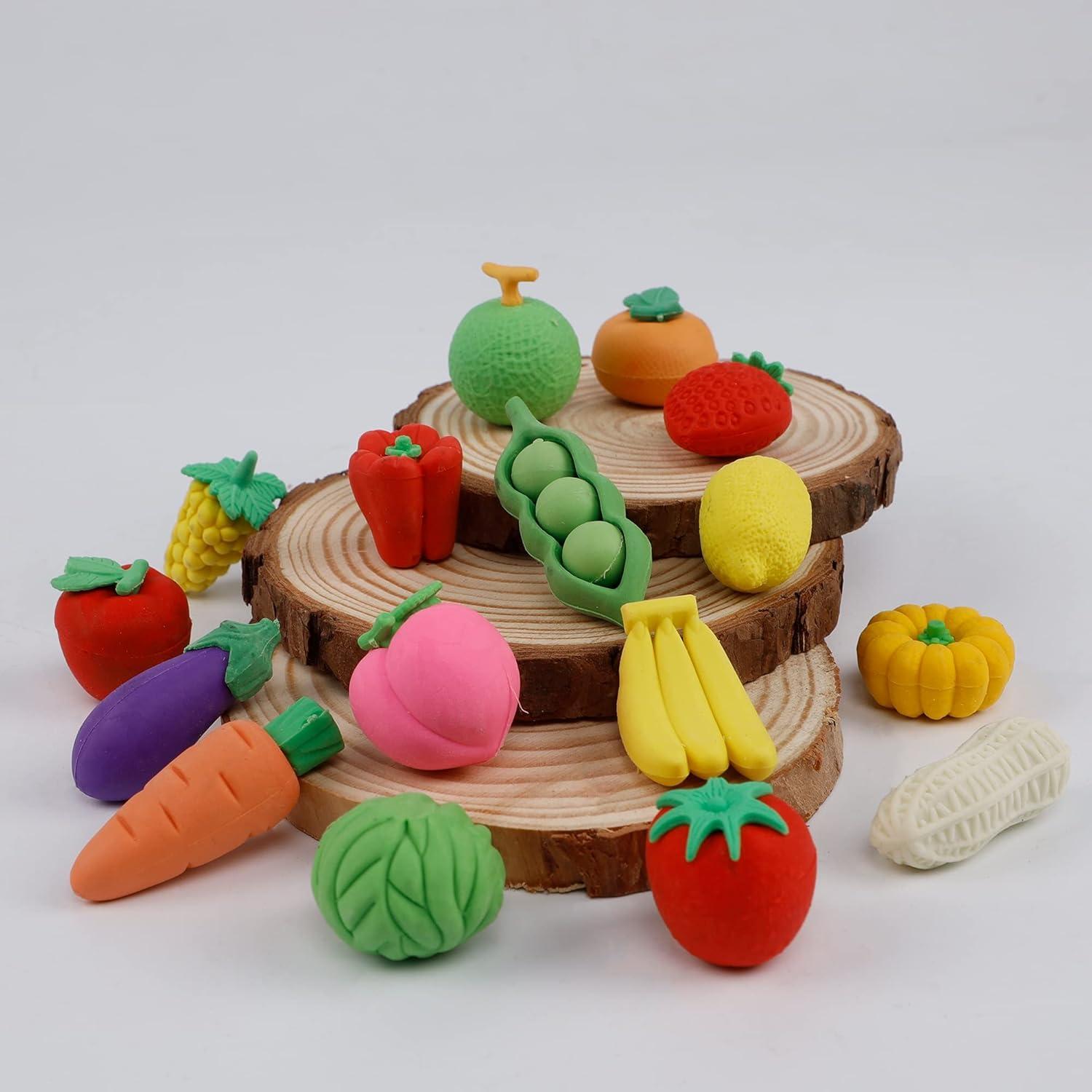 Juego de Gomas de Borrar Frutas y Verduras Cllayees 72 Pcs