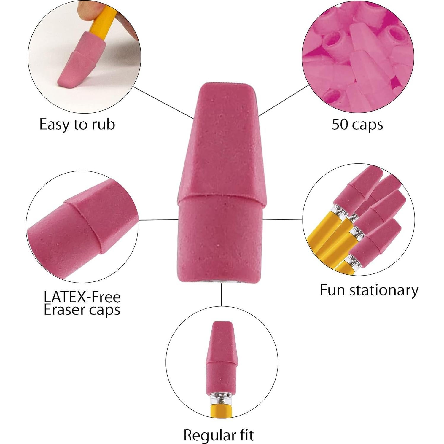 Borrador Rosa Superior BAZIC 50 Unidades Sin Látex