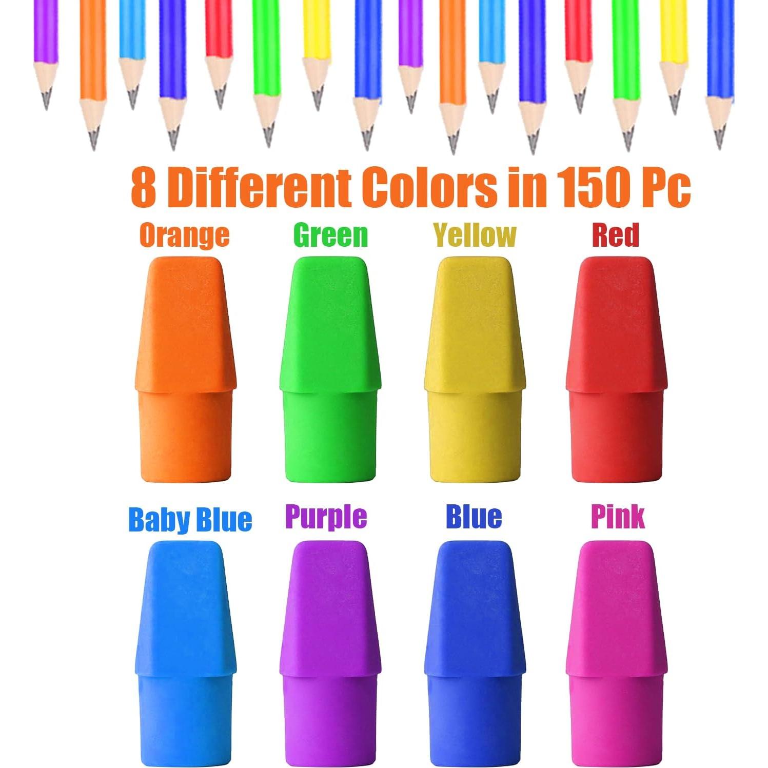Borradores de Tapa de Lápiz Mineweii, Paquete de 150 Colores Vibrantes