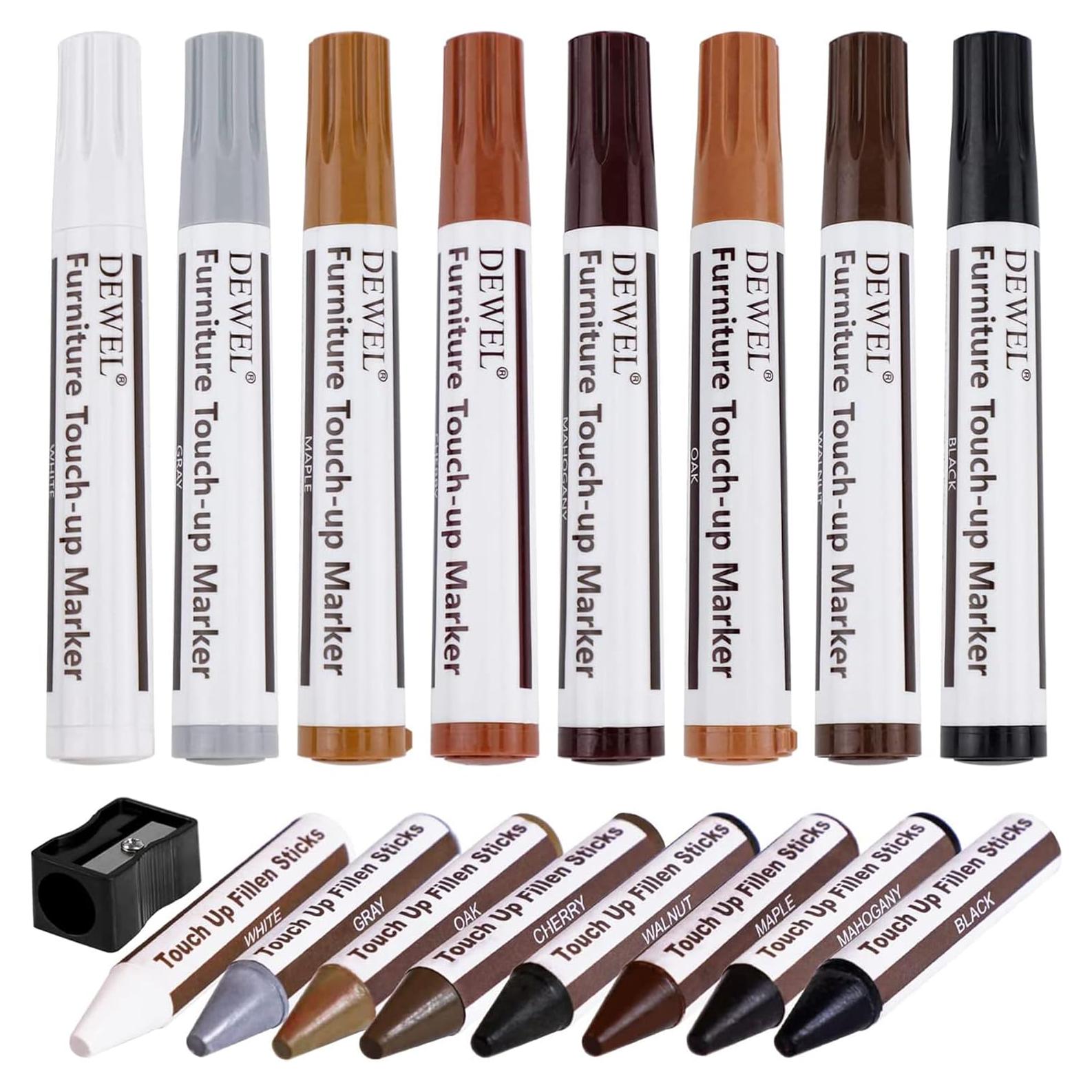 Kit de Reparación de Muebles DEWEL 17 Piezas - Marcadores y Cera