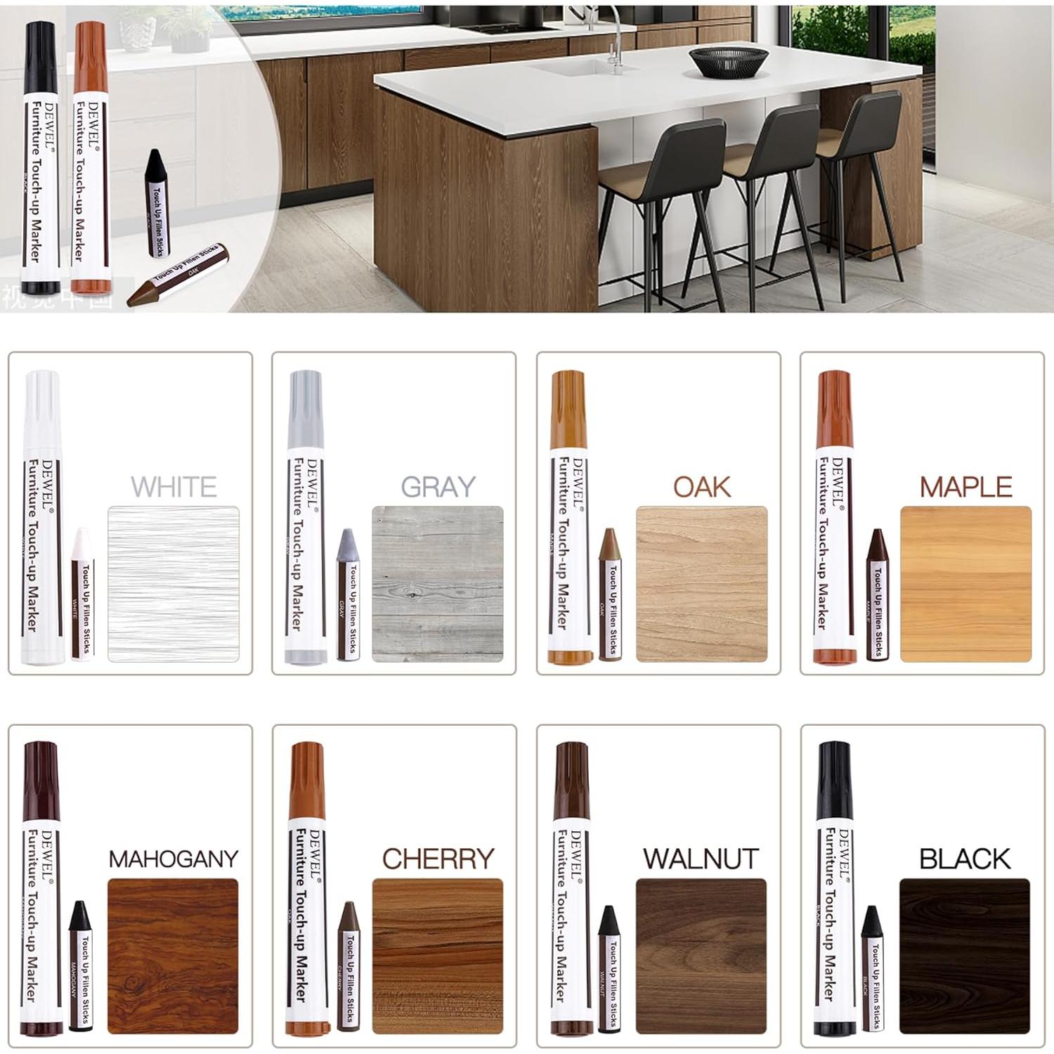 Kit de Reparación de Muebles DEWEL 17 Piezas - Marcadores y Cera