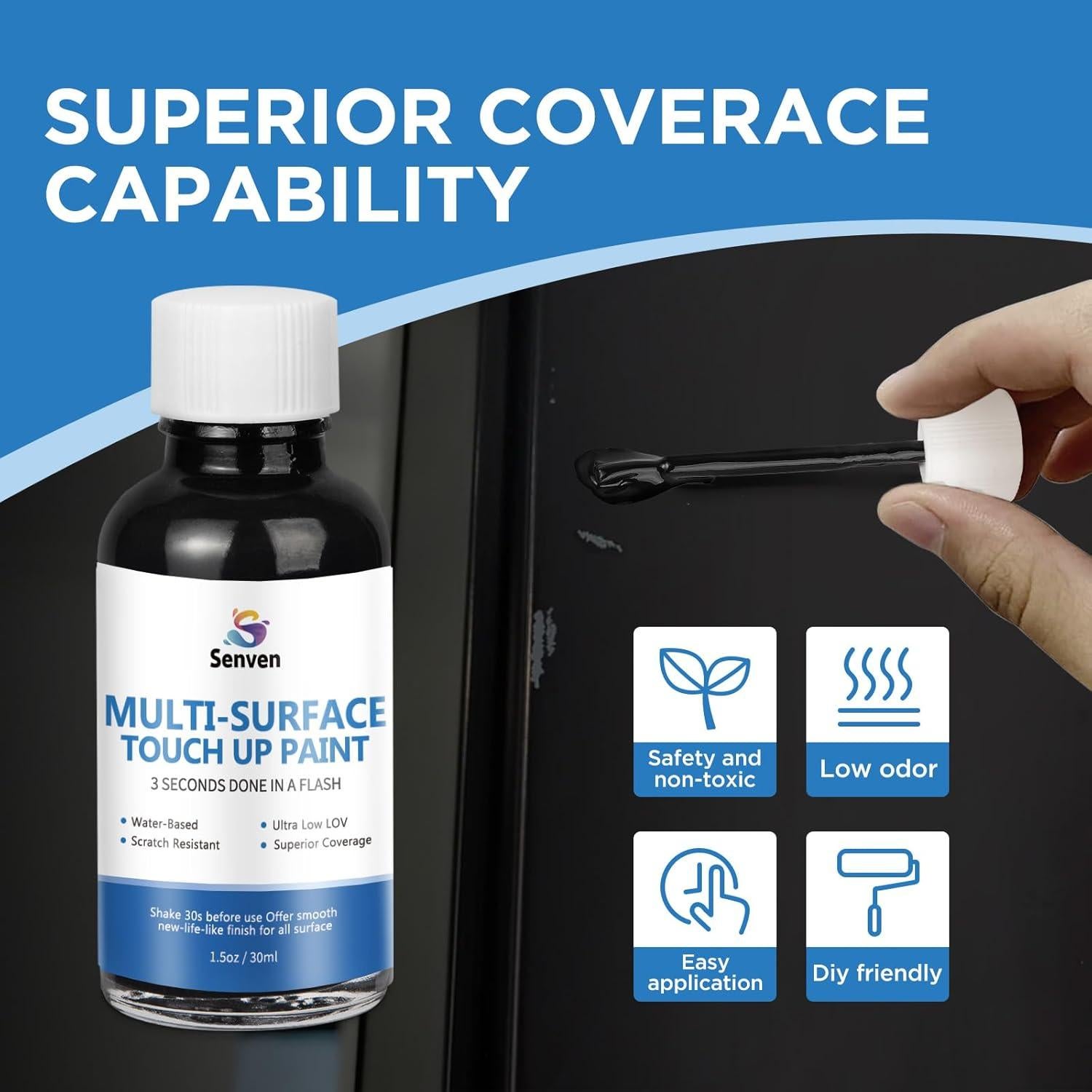 Pintura Acrílica SENVEN 1.5 Oz Negro Brillante para Electrodomésticos