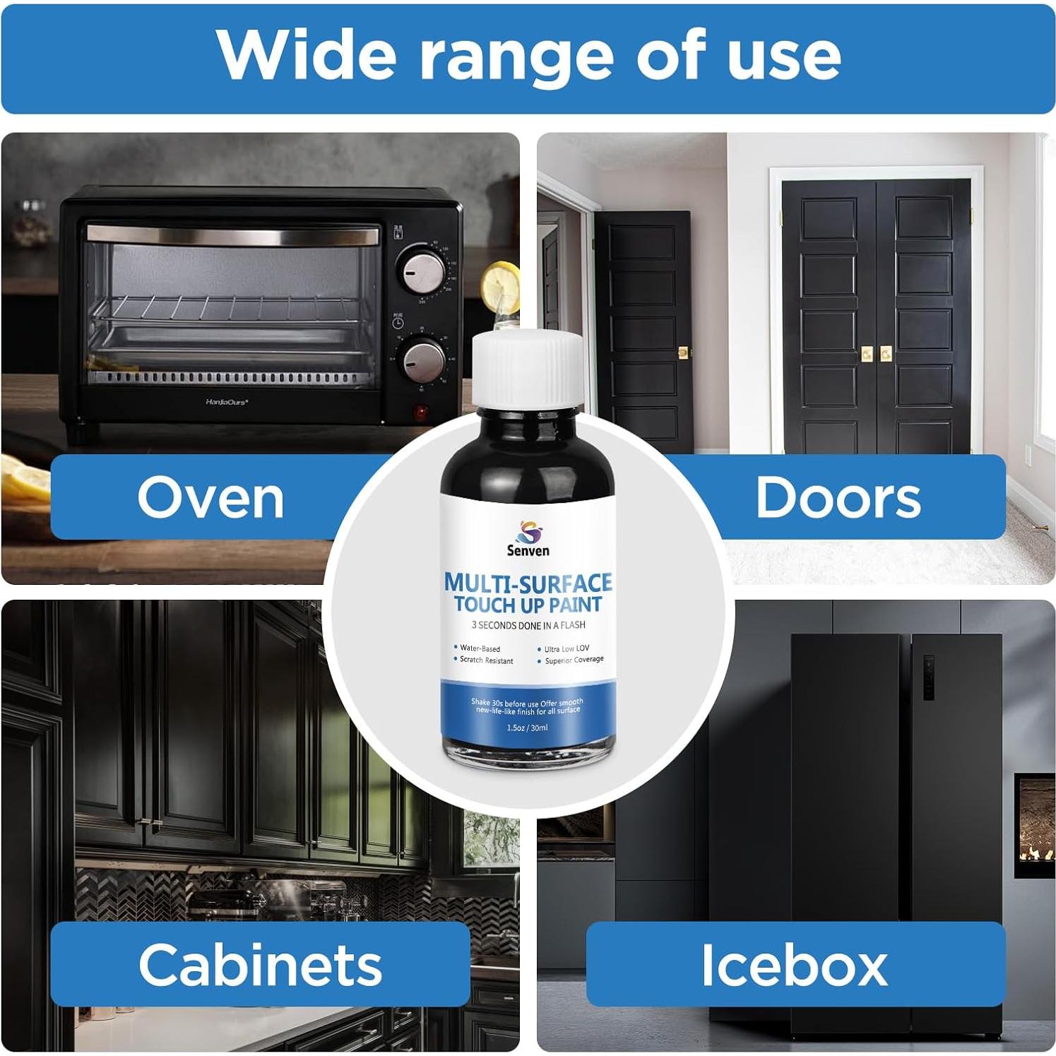 Pintura Acrílica SENVEN 1.5 Oz Negro Brillante para Electrodomésticos