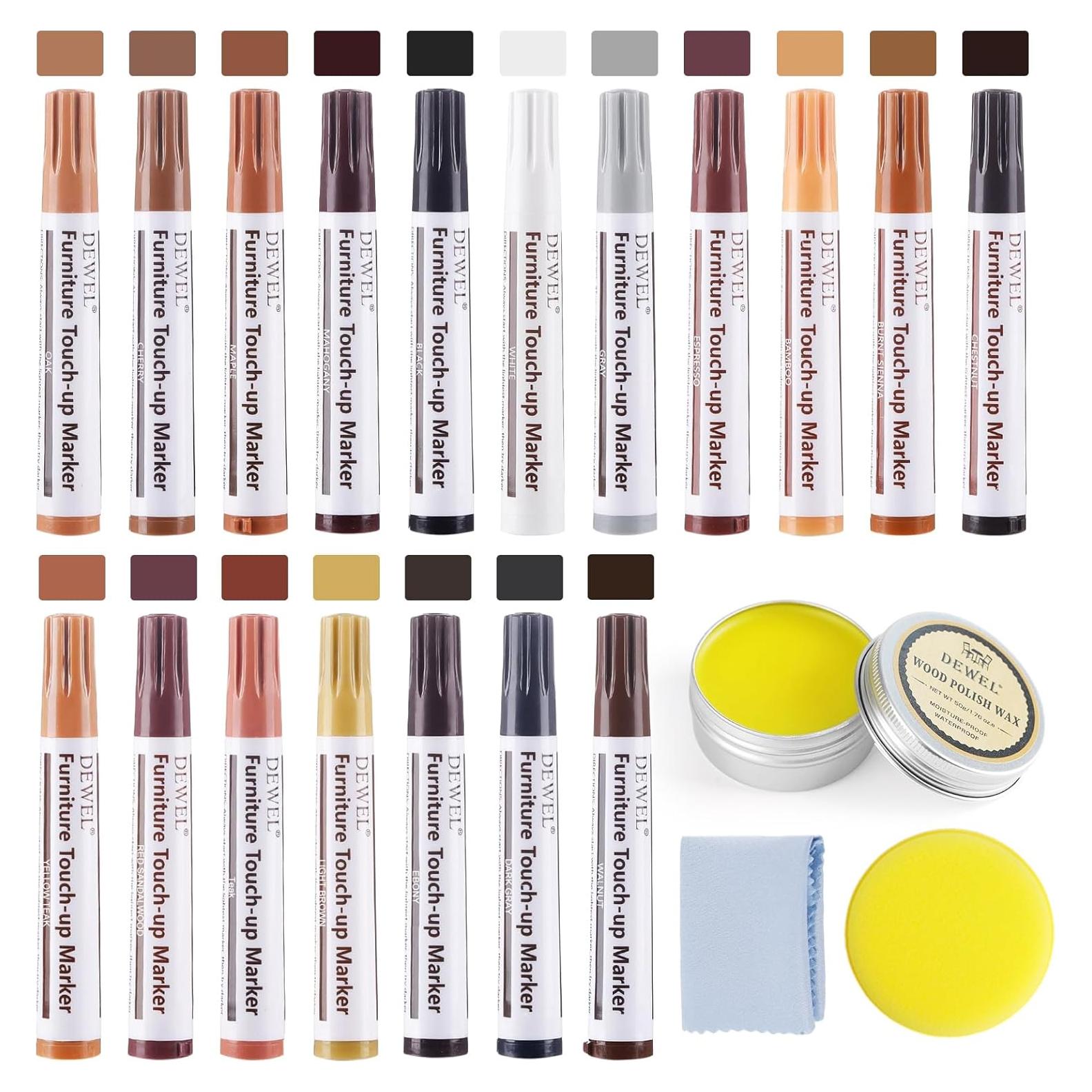 Kit de Reparación de Muebles DEWEL - 18 Marcadores de Madera