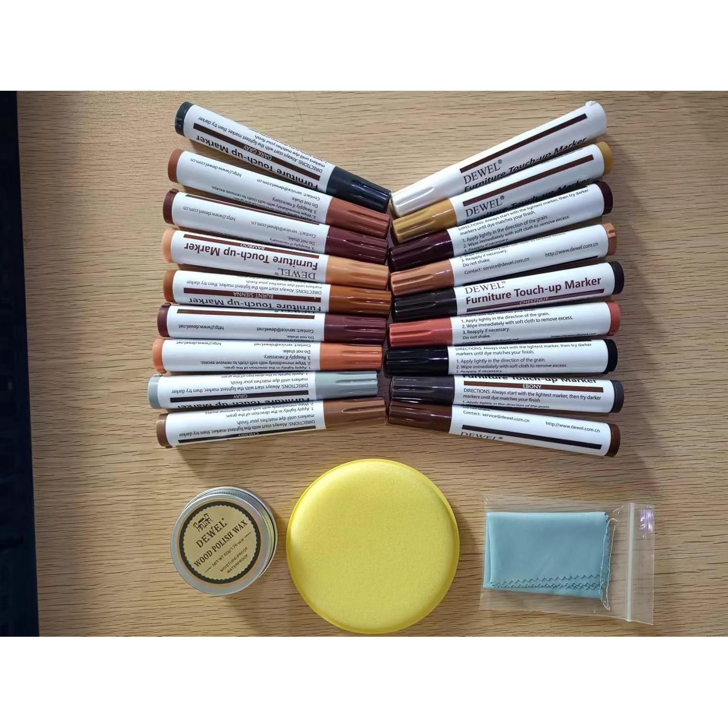 Kit de Reparación de Muebles DEWEL - 18 Marcadores de Madera