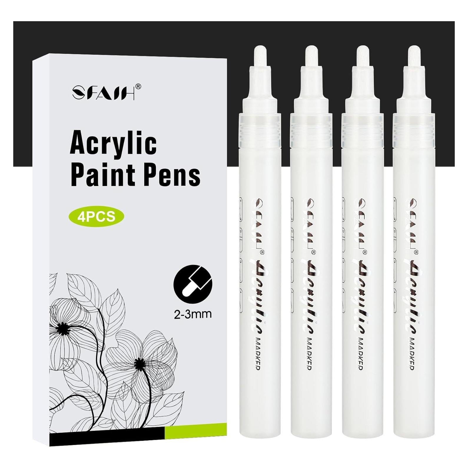 Marcadores de Pintura Blanca SFAIH - Paquete de 4 Punta Media 2-3mm