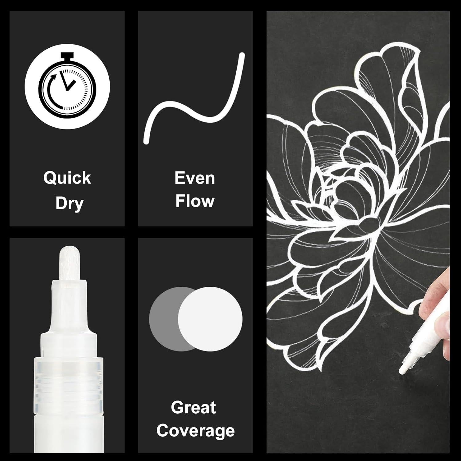 Marcadores de Pintura Blanca SFAIH - Paquete de 4 Punta Media 2-3mm