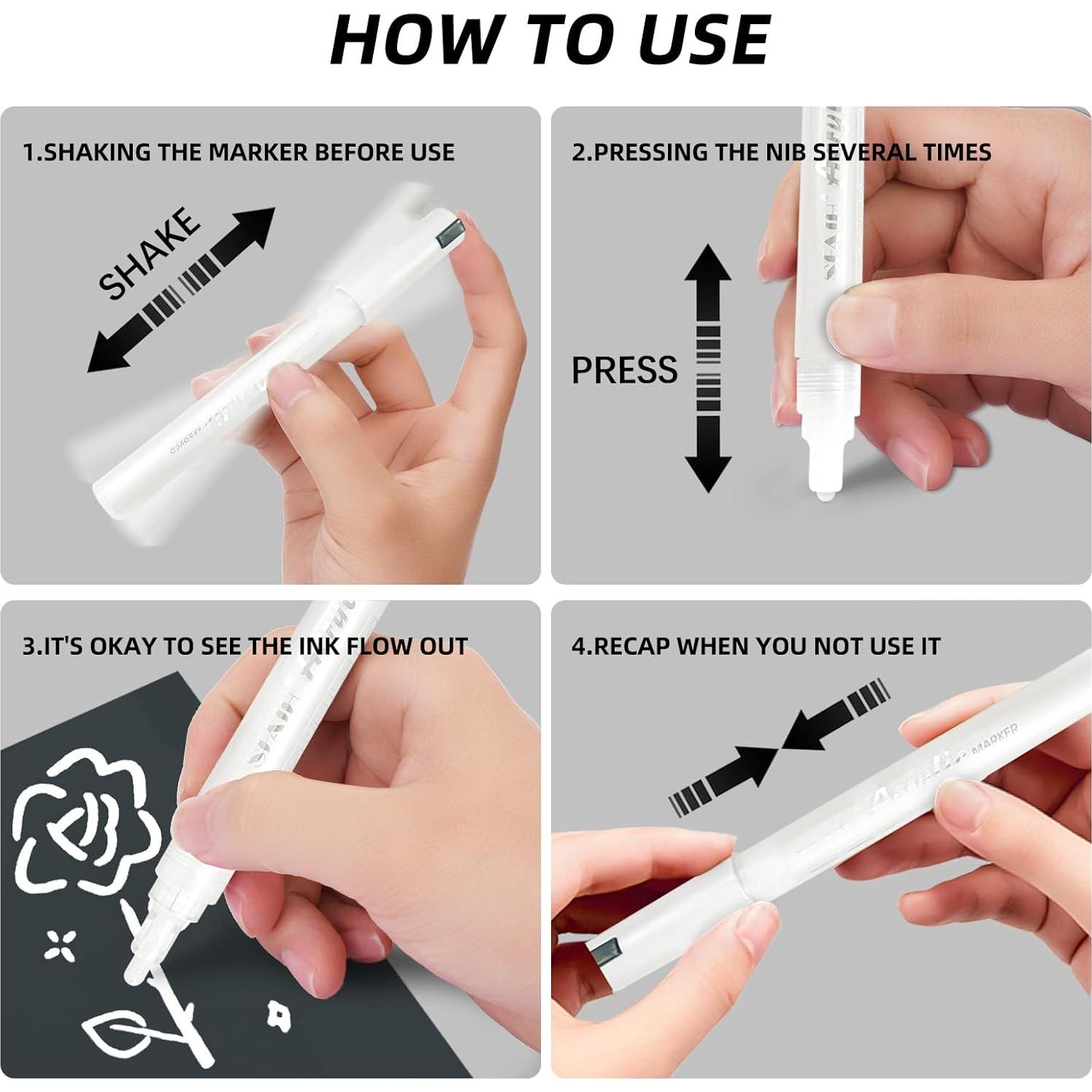 Marcadores de Pintura Blanca SFAIH - Paquete de 4 Punta Media 2-3mm