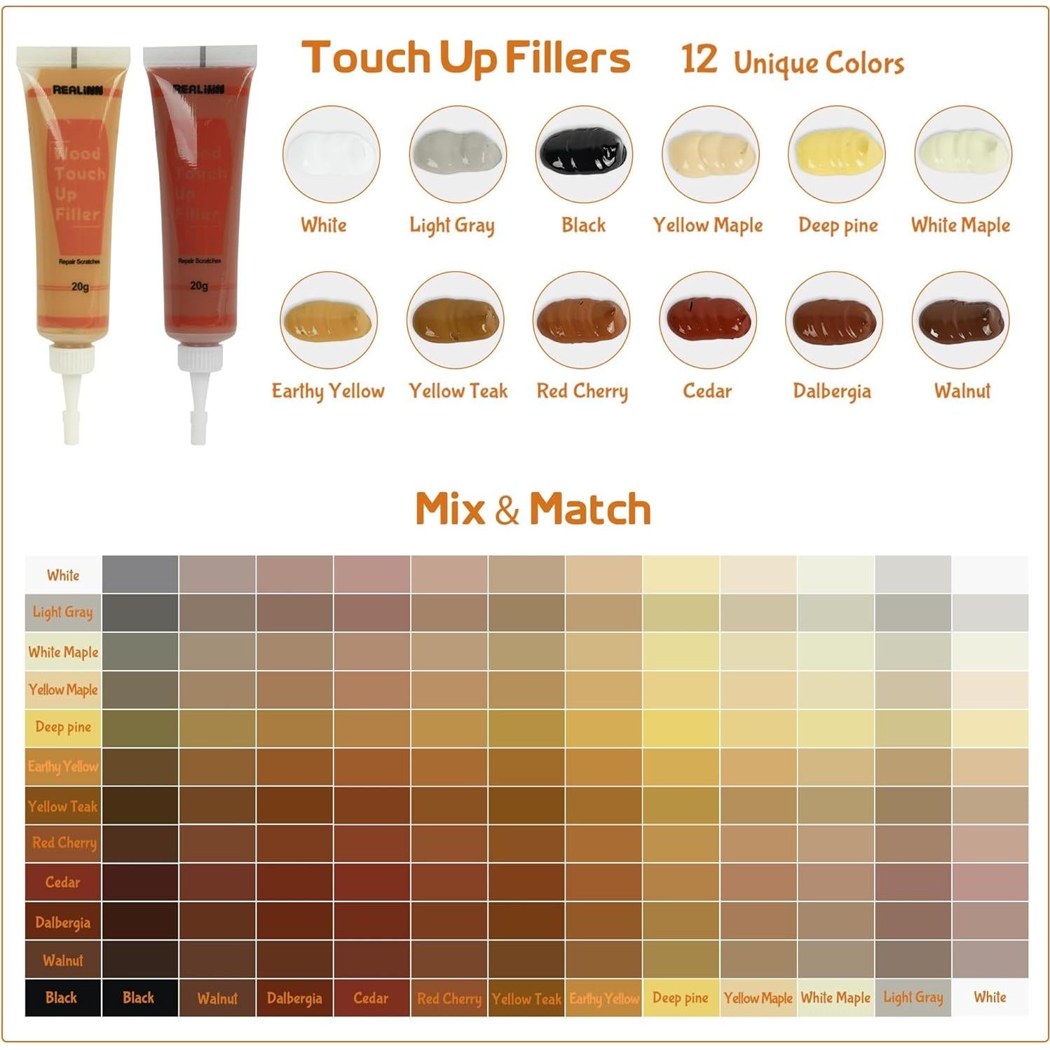 Kit de Reparación de Muebles de Madera REALINN - 28 Piezas