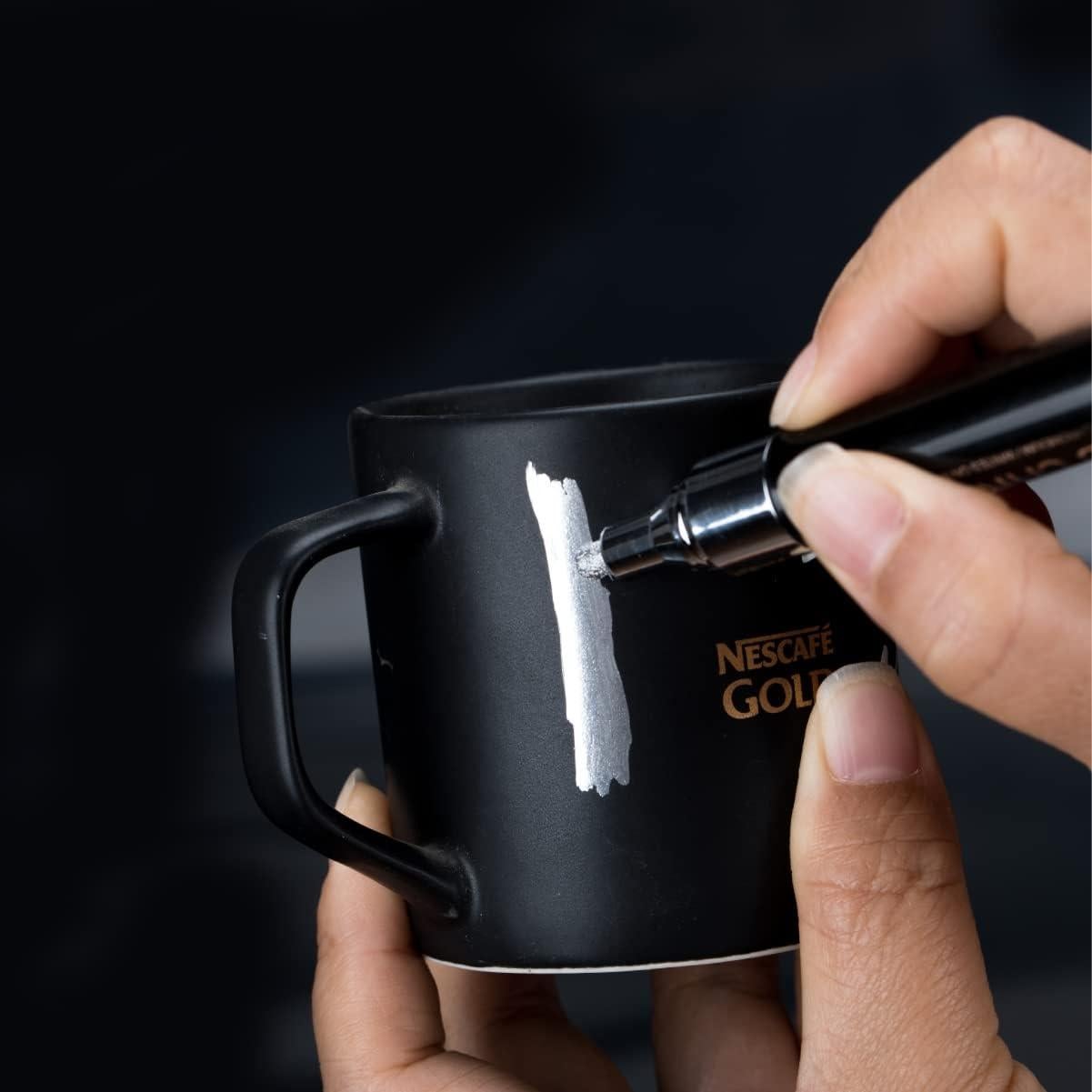 Marcador de pintura líquida ZEYAR Chrome, plata, punta doble 0.7mm y 2mm