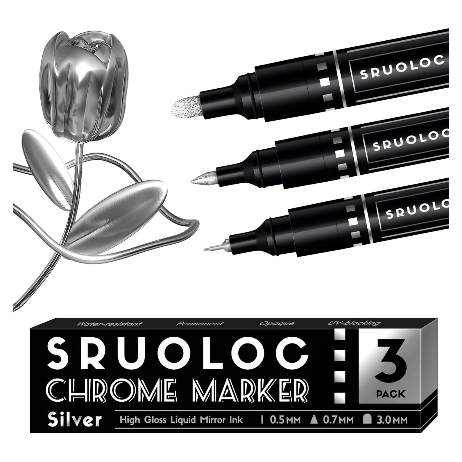 Marcadores Cromados SRUOLOC 3 Pcs Plata 0.5-3 mm