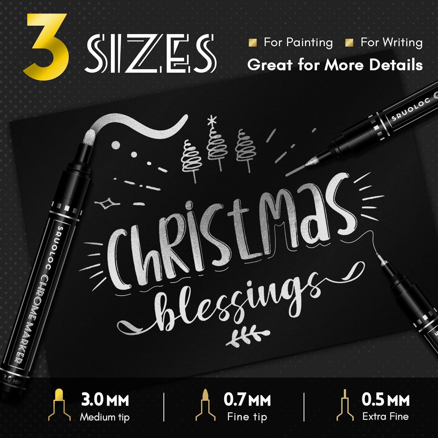 Marcadores Cromados SRUOLOC 3 Pcs Plata 0.5-3 mm