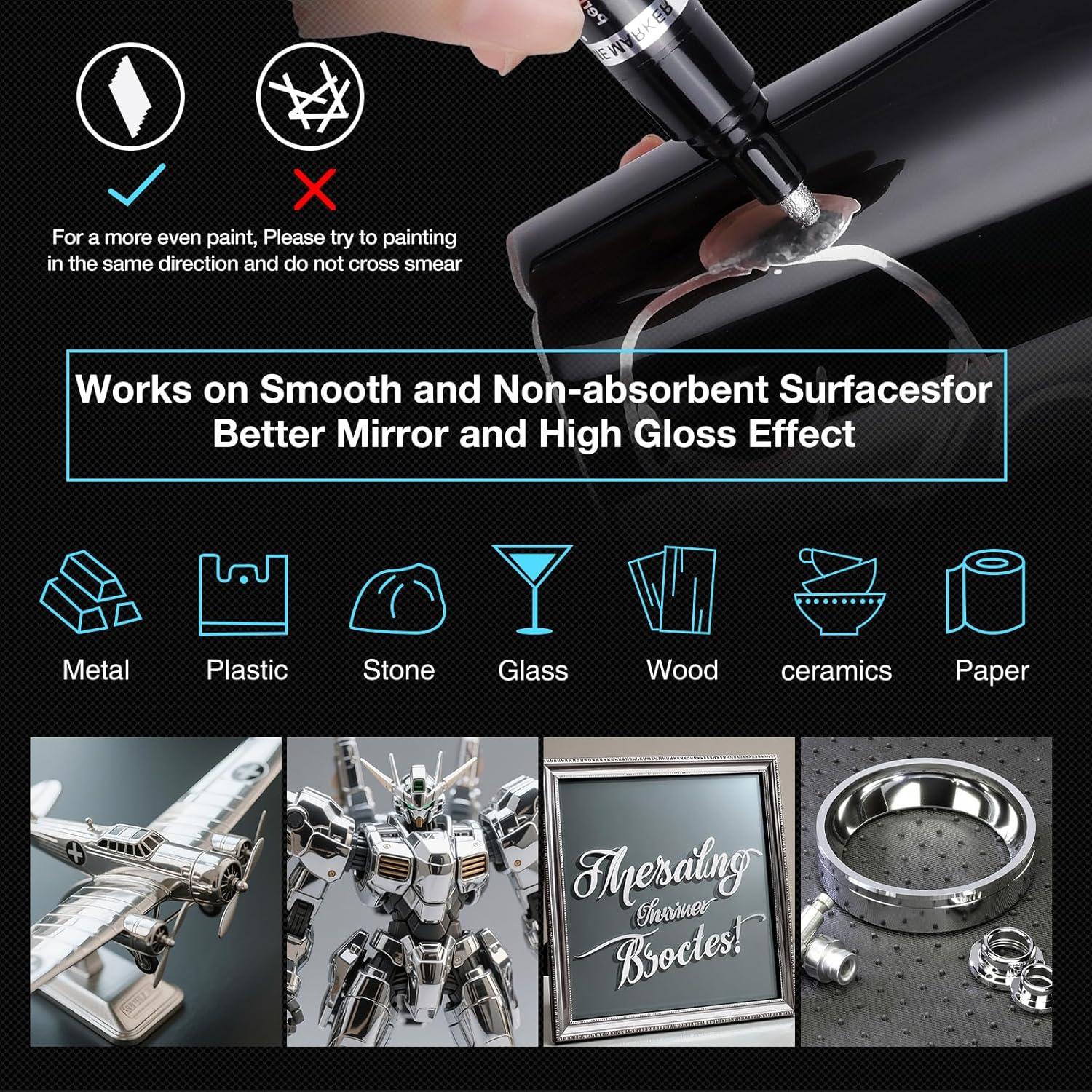 Marcadores de Espejo KERIFI Set 3 Piezas 0.7/1.0/3.0mm Plateado