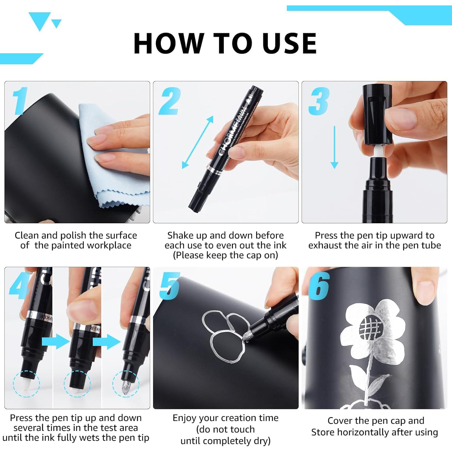 Marcadores de Espejo KERIFI Set 3 Piezas 0.7/1.0/3.0mm Plateado