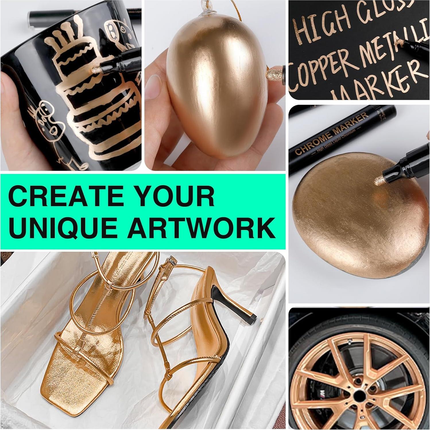 Marcadores de Cromo KERIFI, Juego de 5, Color Cobre, 1-3mm