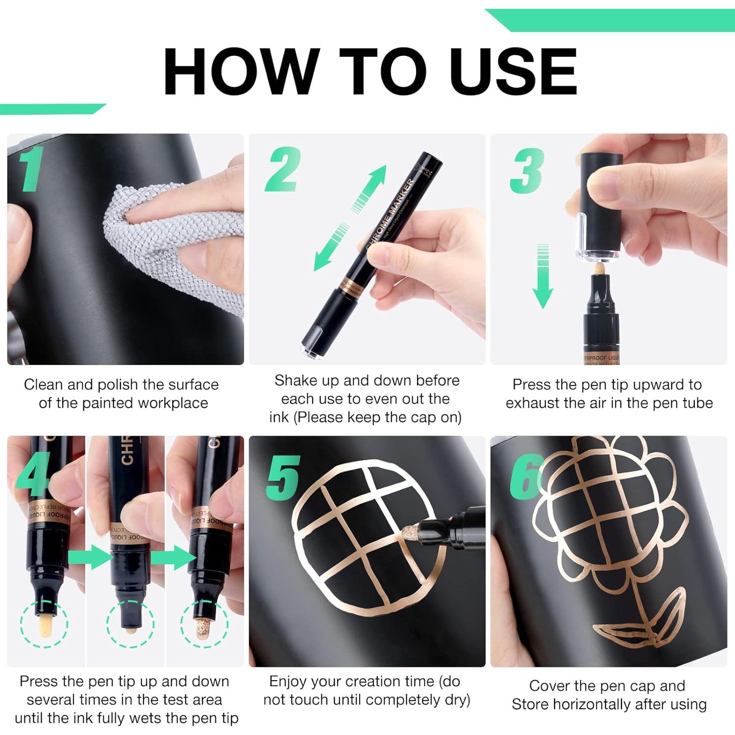 Marcadores de Cromo KERIFI, Juego de 5, Color Cobre, 1-3mm