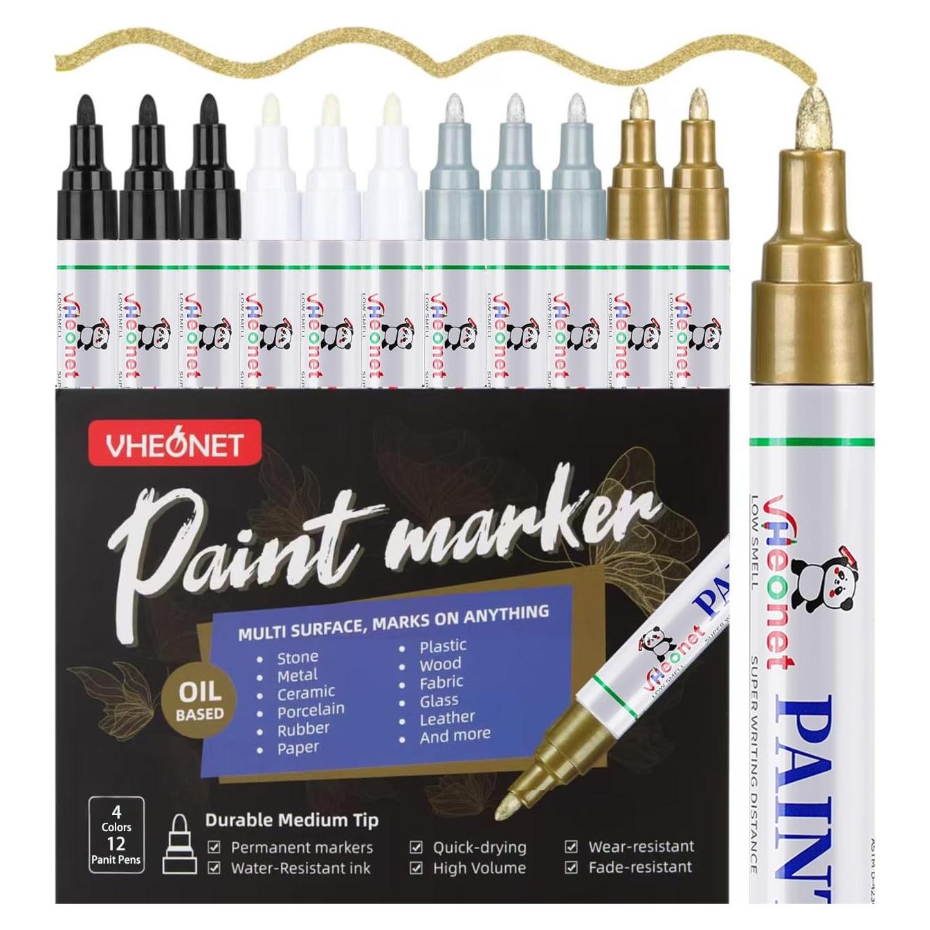 Marcadores de pintura a base de aceite VHEONET, 12 colores