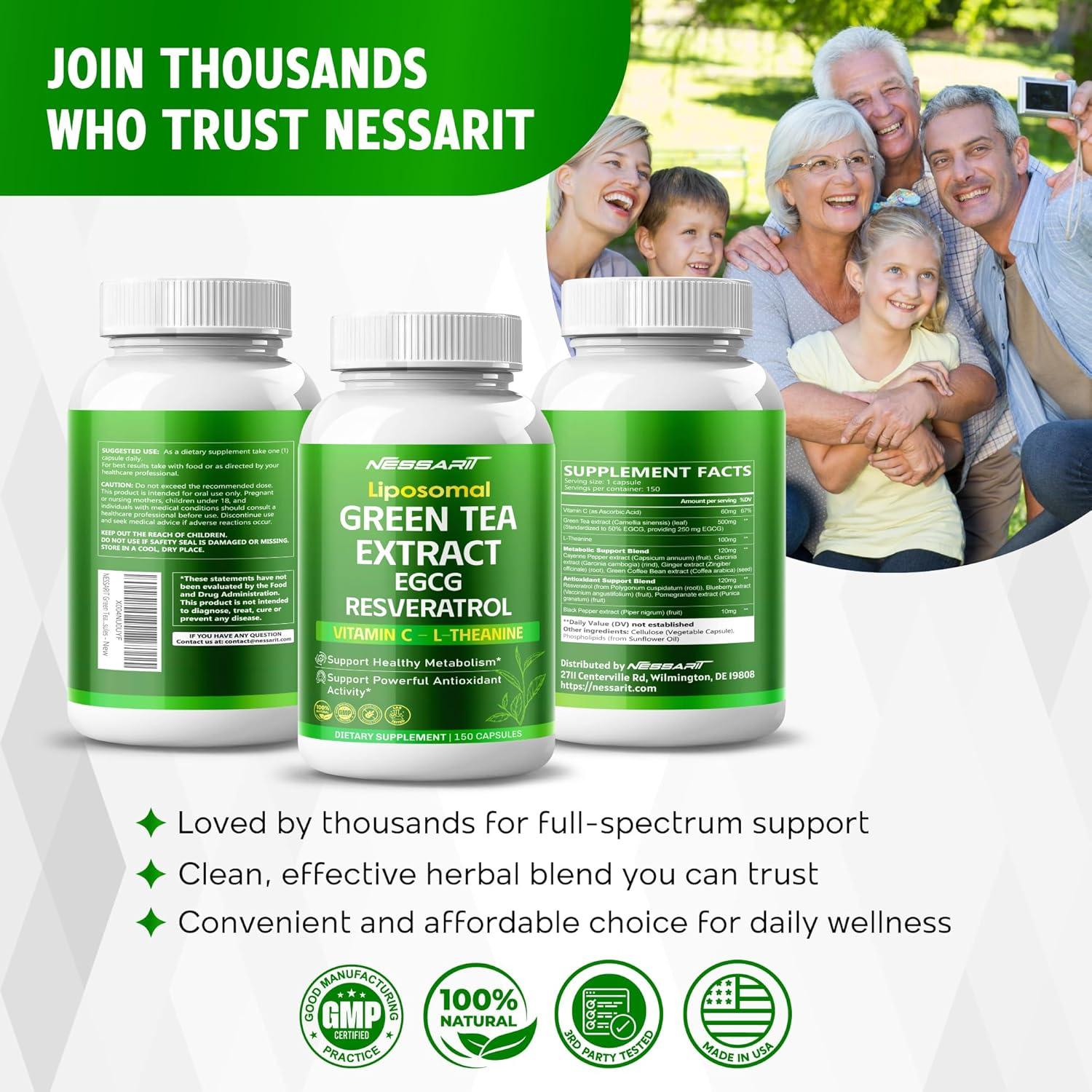 Extracto de Té Verde NESSARIT 150 Cápsulas - Metabolismo y Antioxidantes