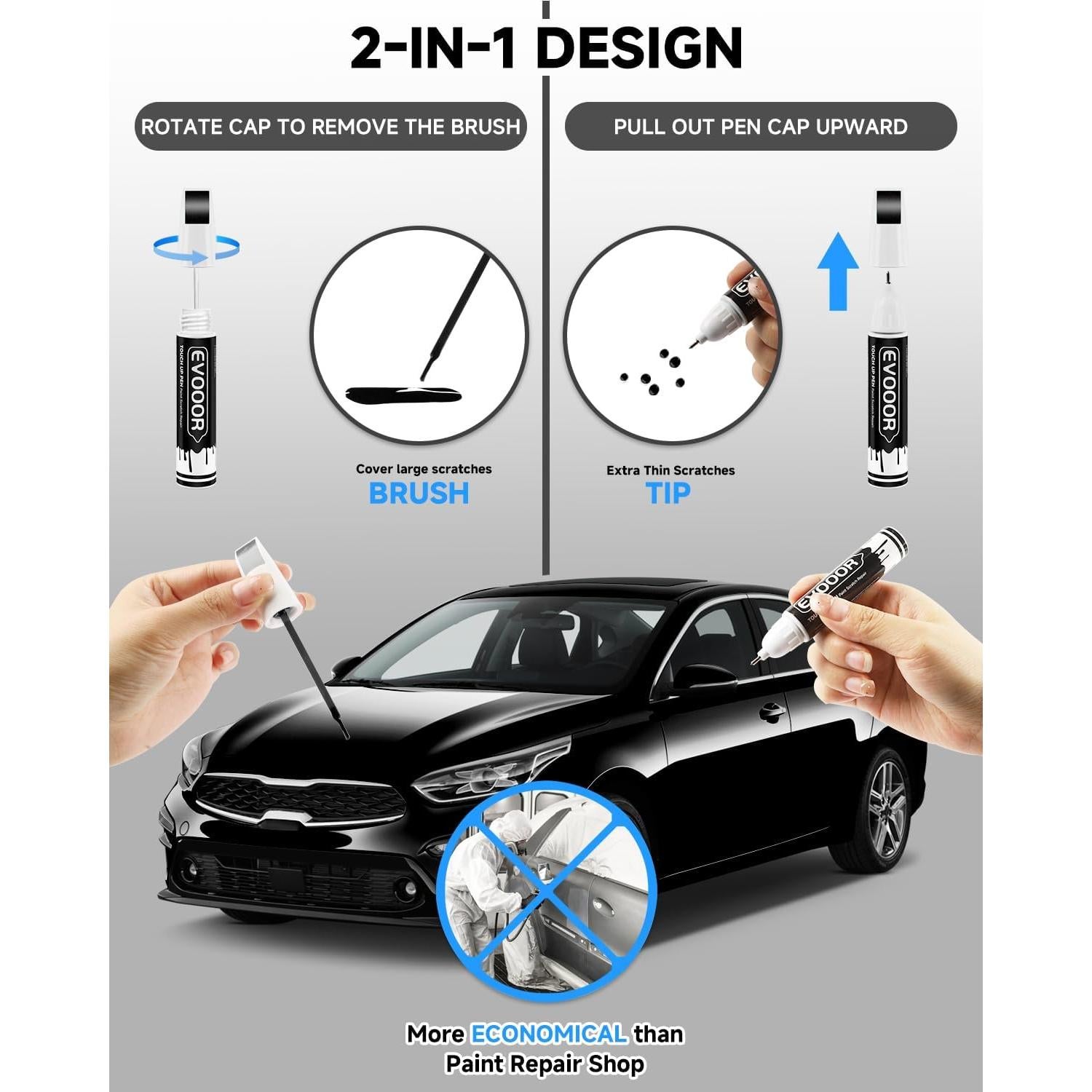 Pintura de Retoque Aurora Perla Negra EVOOOR 11.8 ml 2 en 1