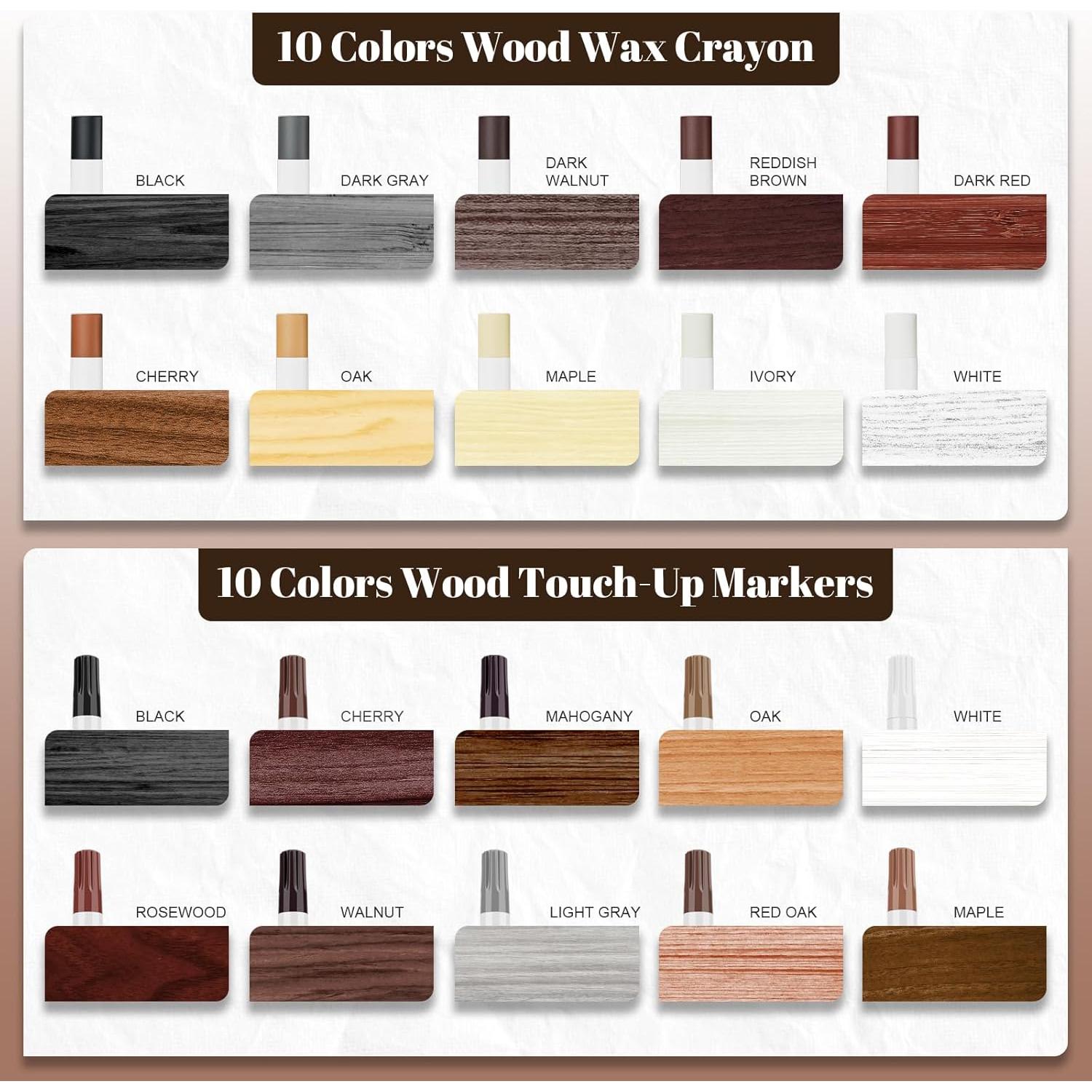 20 Palos de Cera para Reparación de Madera Xmnamc - 10 Colores