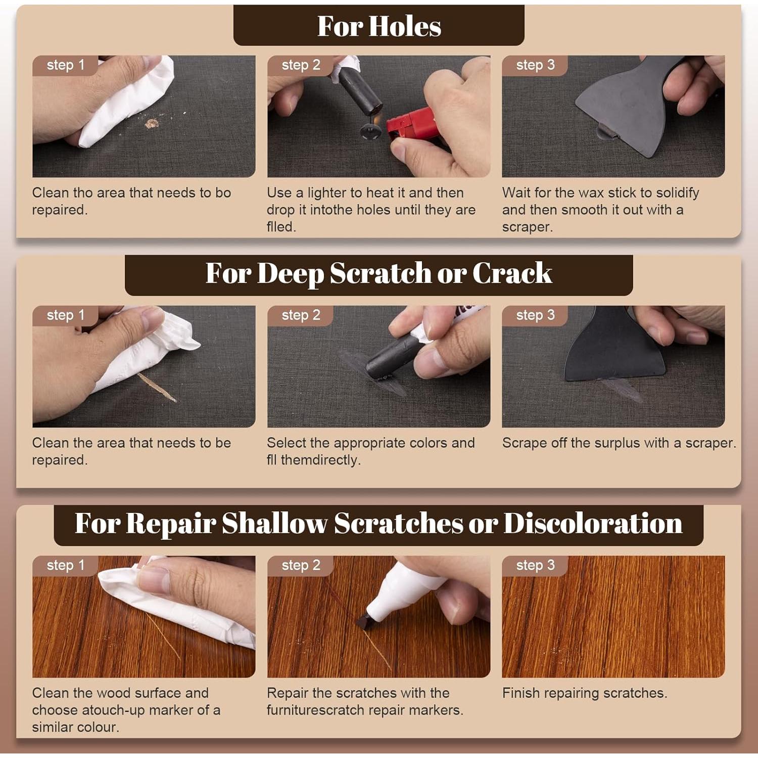 20 Palos de Cera para Reparación de Madera Xmnamc - 10 Colores