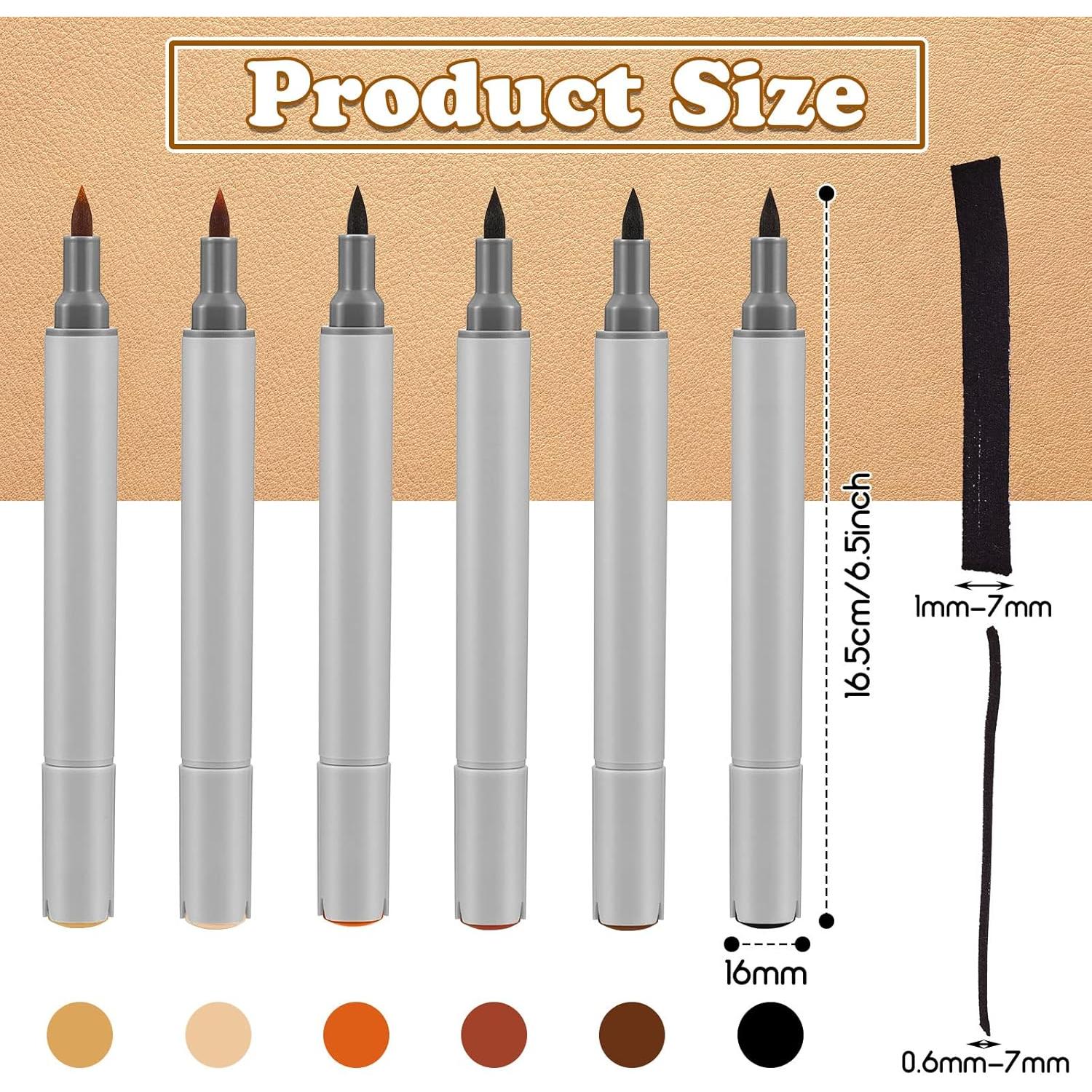 Marcadores de Tinte para Cuero Leinuosen - 6 Colores, Doble Punta