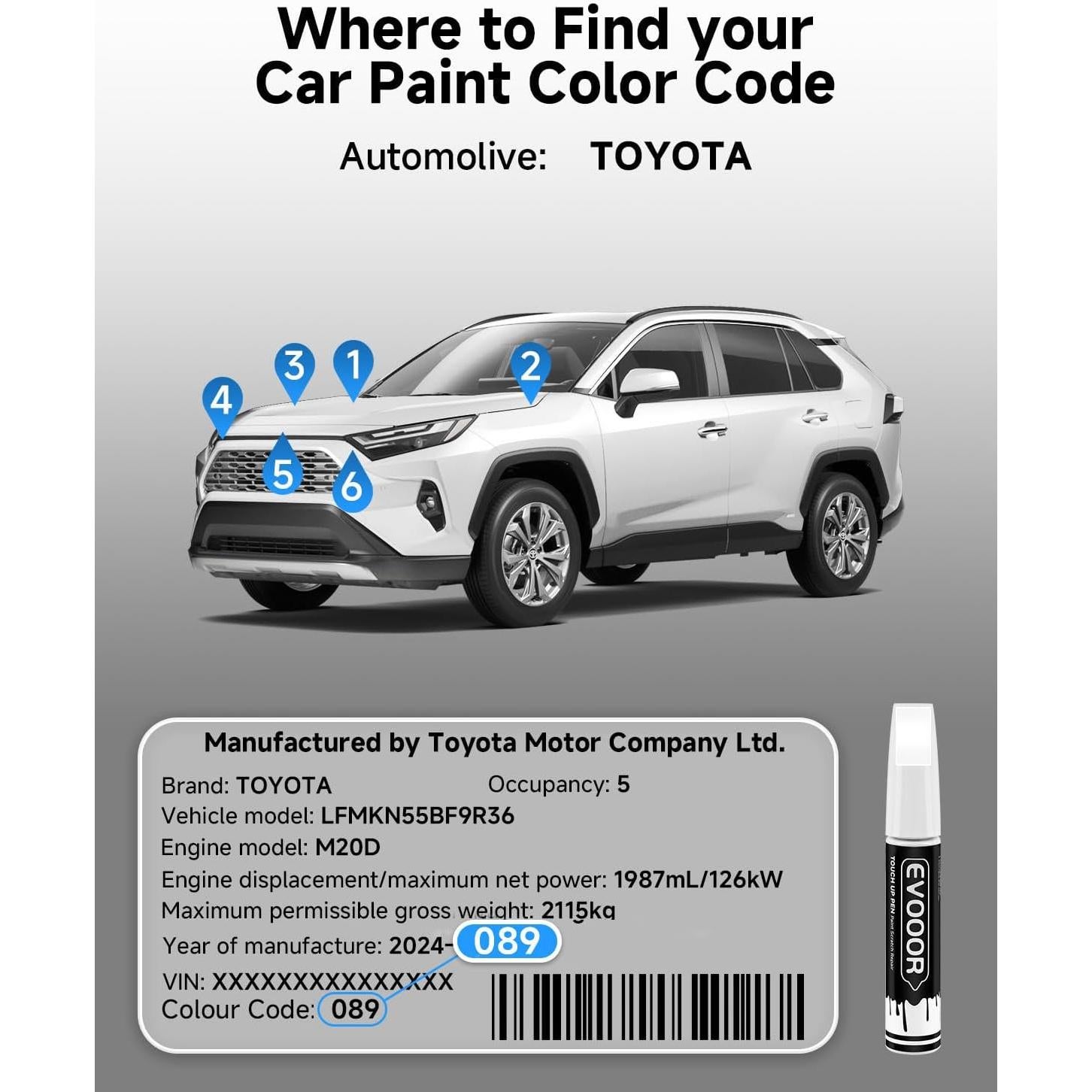 Pintura de Retoque Perla Tricoat Wind Chill 11.8ml Toyota