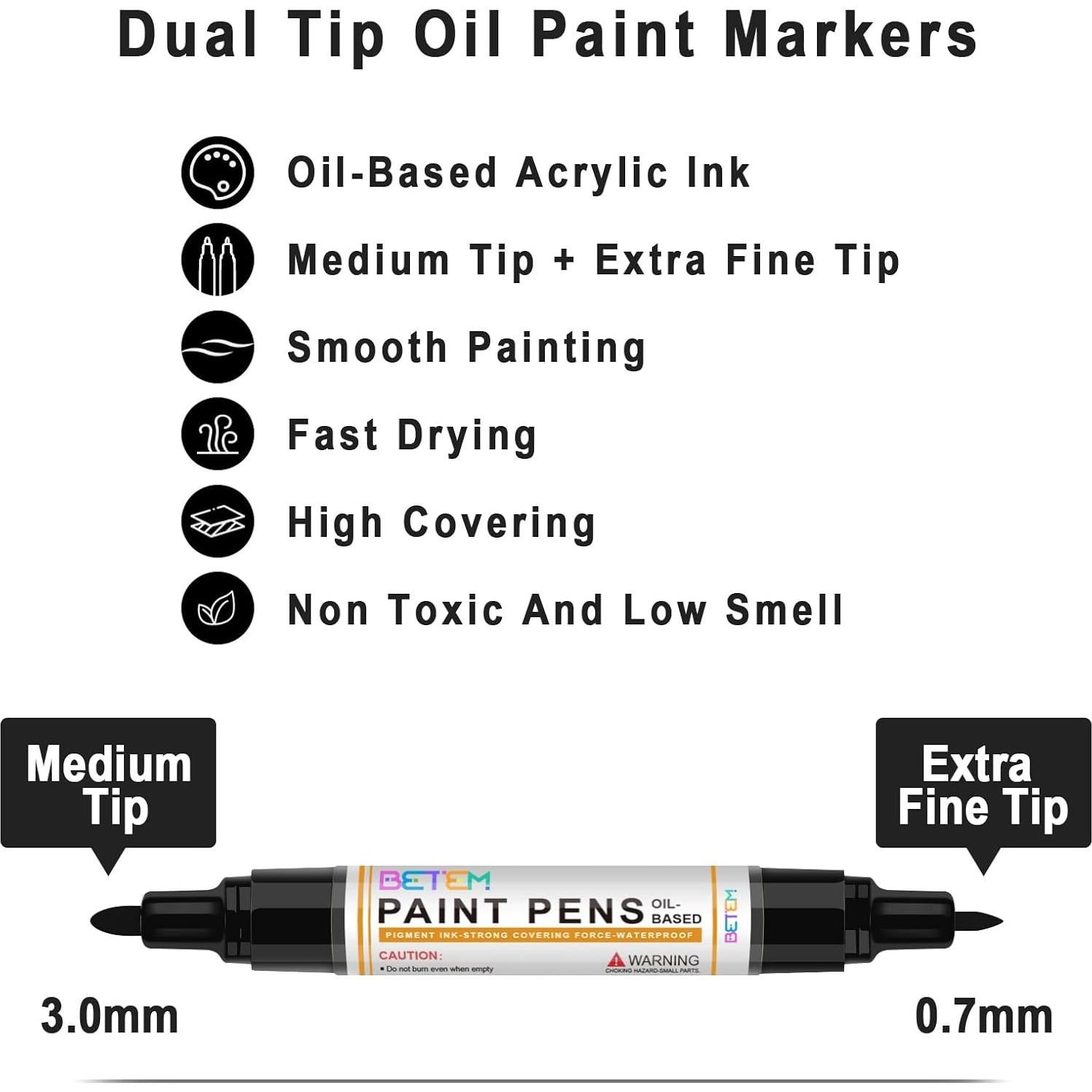 Marcadores de Pintura Betem Doble Punta 4 Piezas 0.7mm y 3mm