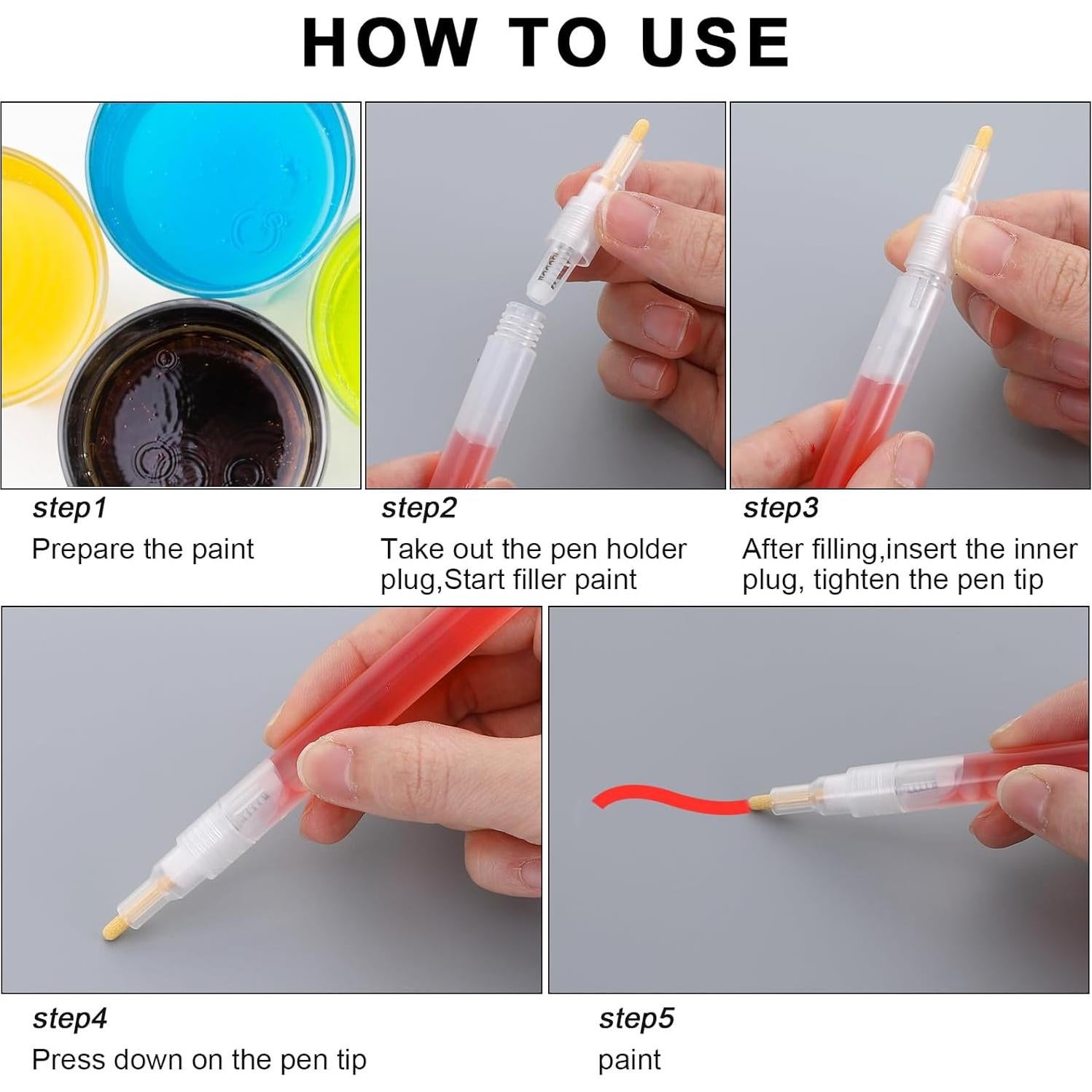 Marcadores de Pintura Acrílica Rellenables Yuanan - 6 Pcs 3mm