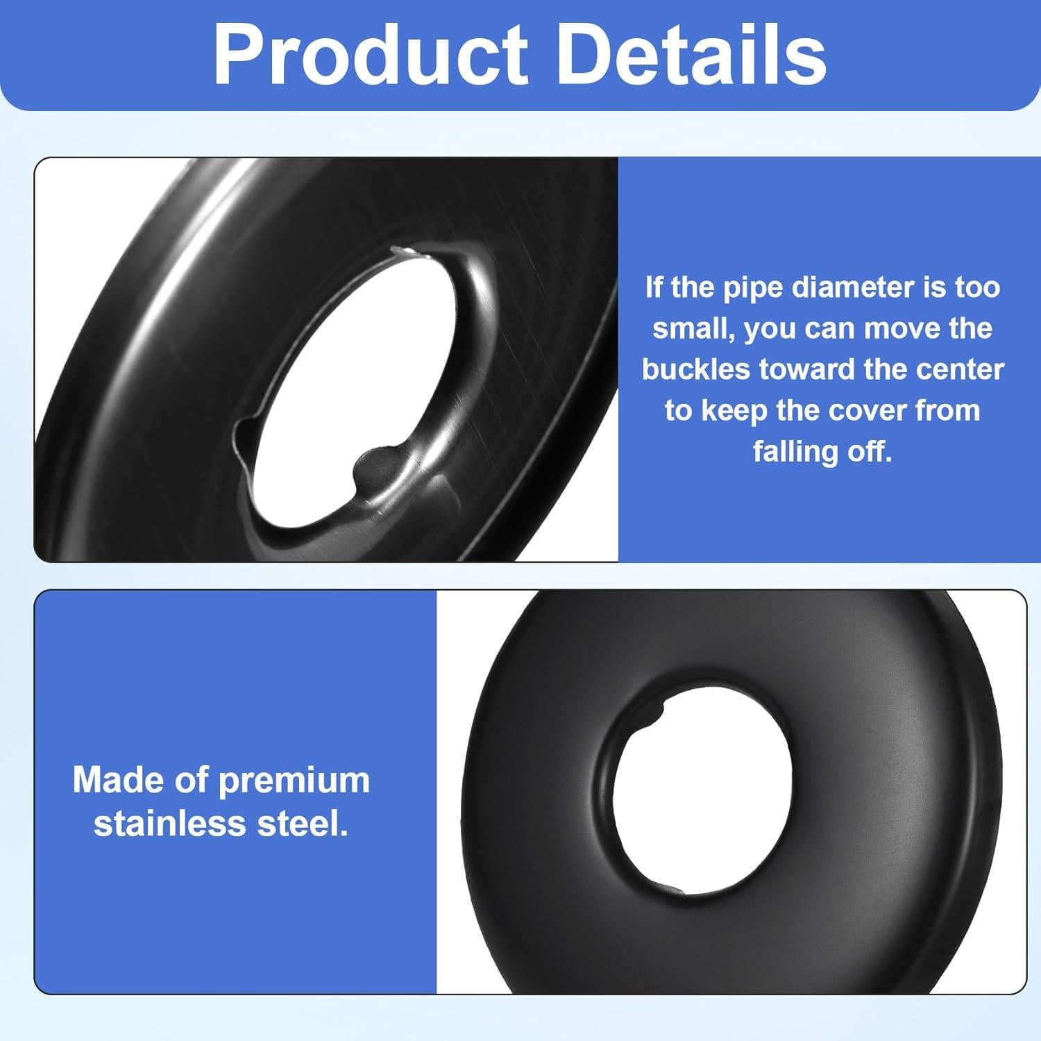 Cubiertas de Flange de Ducha OIIKI 2 Pcs Acero Inoxidable Negro Mate