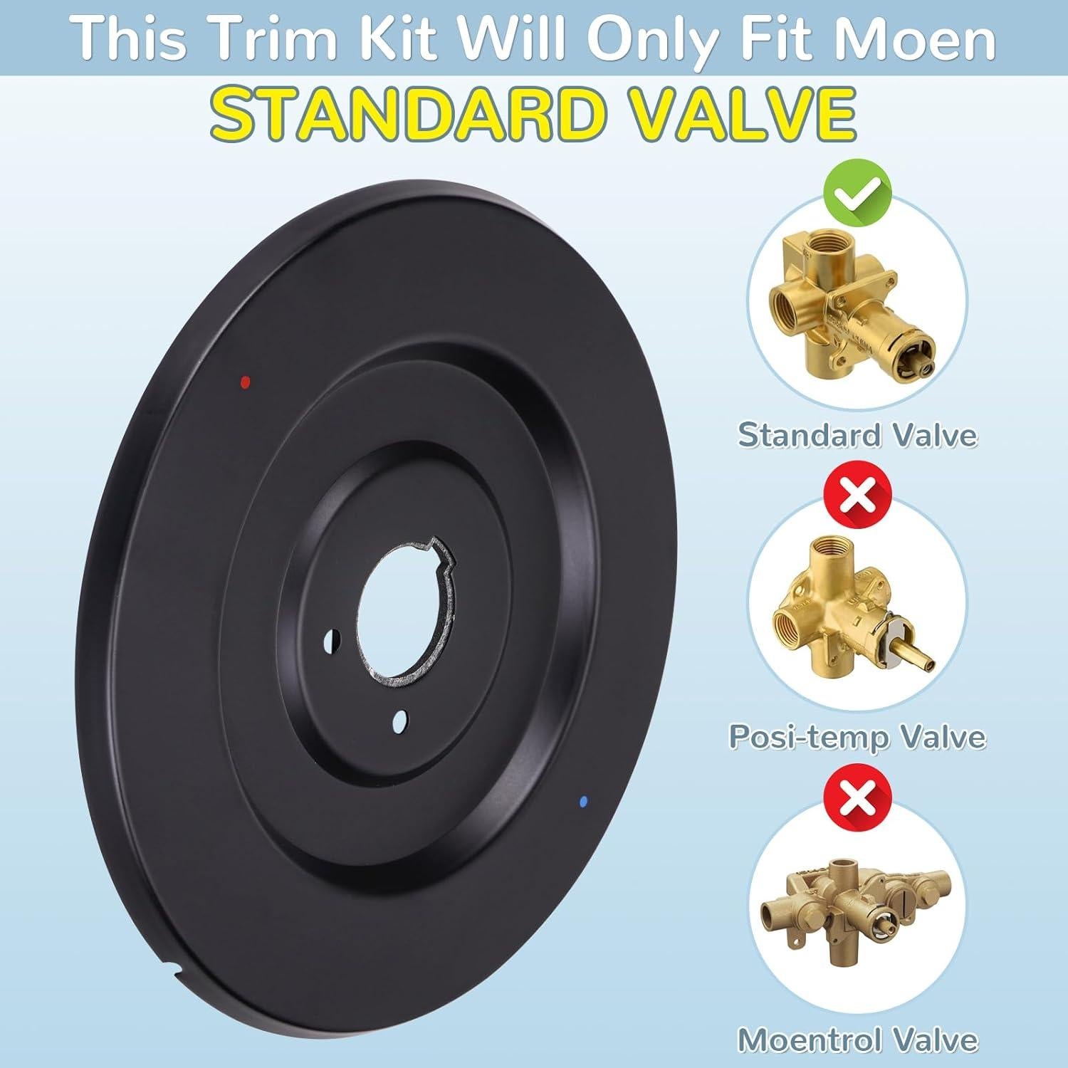 Reemplazo Escudo Moen 16090 Chateau Ducha Baño Negro Mate