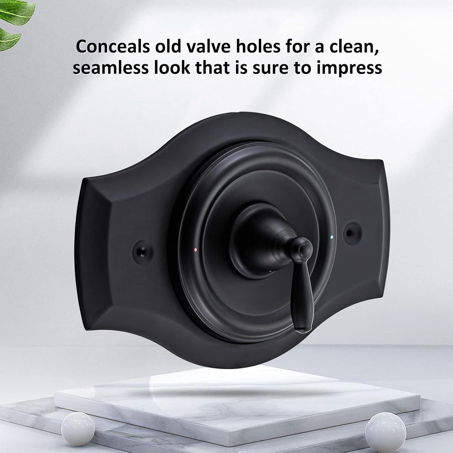 Placa de Cubierta de Ducha Tearel 1 Manija Negro Mate