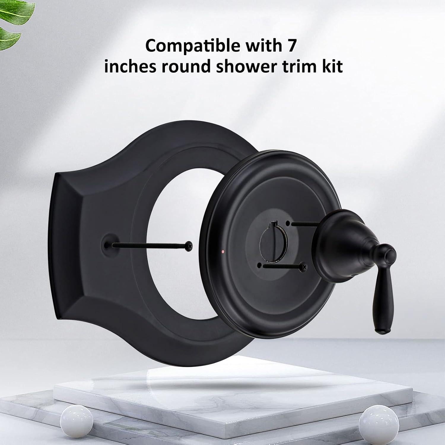 Placa de Cubierta de Ducha Tearel 1 Manija Negro Mate