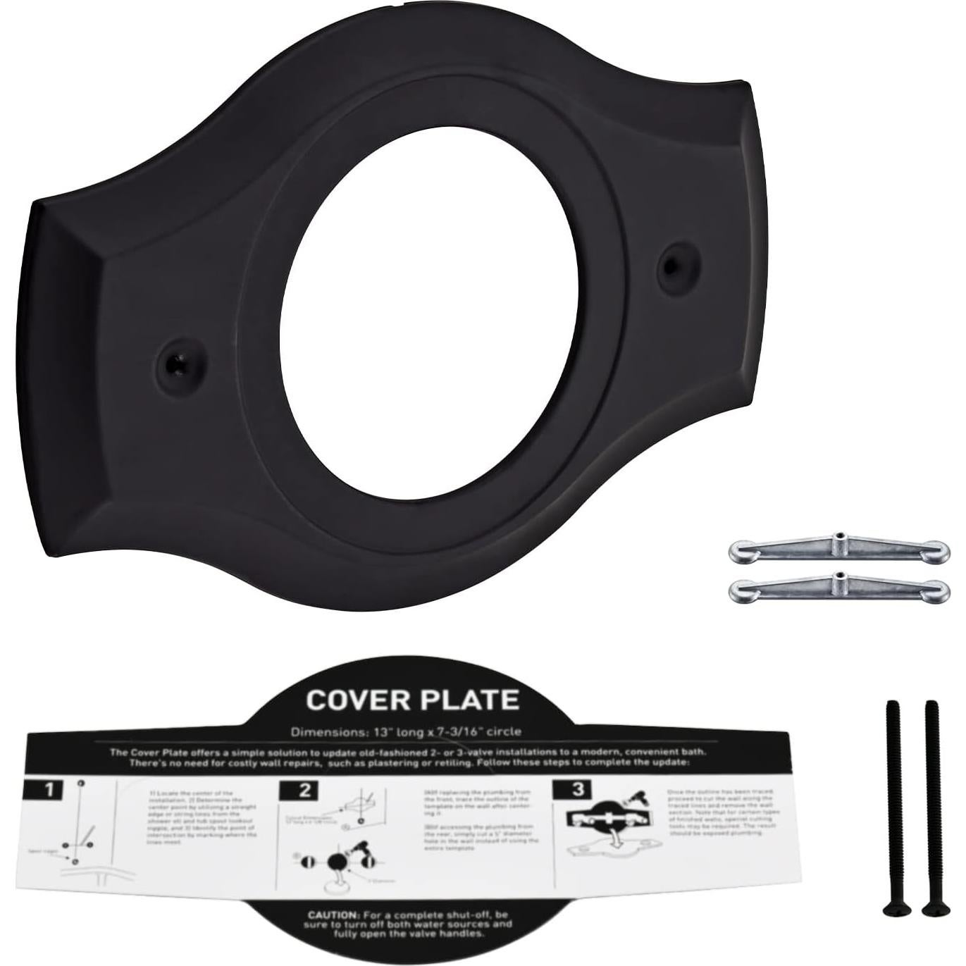 Placa de Cubierta de Ducha Tearel 1 Manija Negro Mate