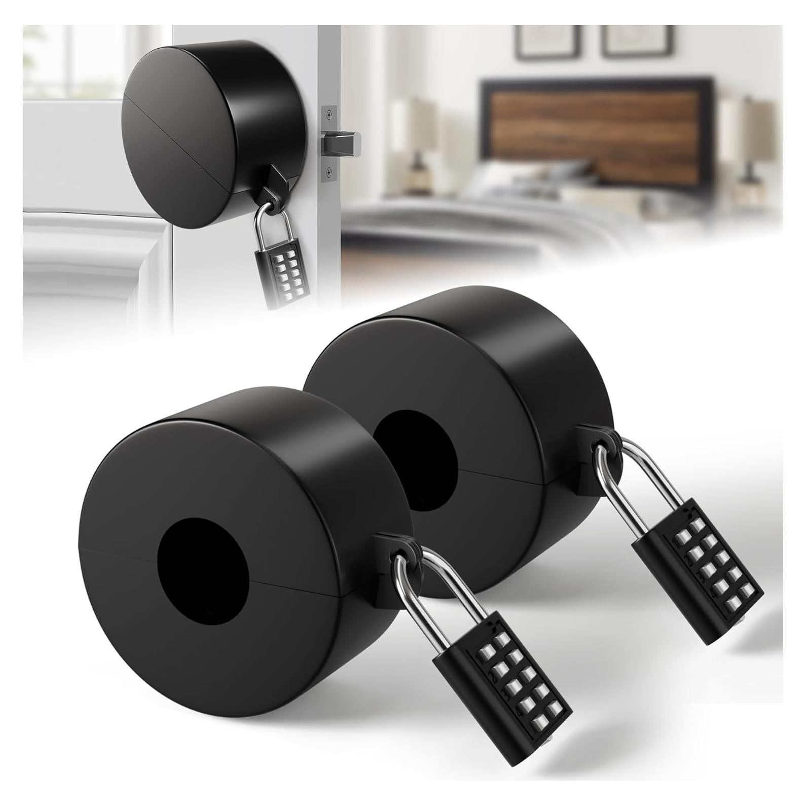 Dispositivo de bloqueo de pomo de puerta JUGGHOME 2 Pack - Negro