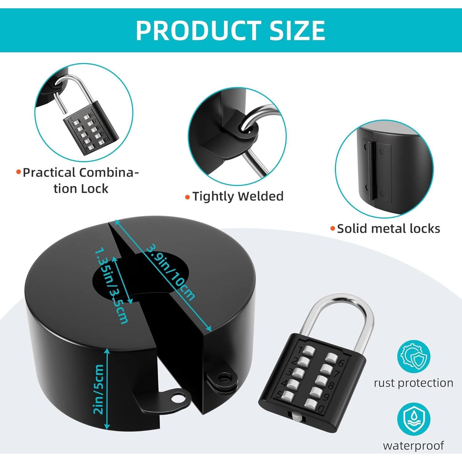 Dispositivo de bloqueo de pomo de puerta JUGGHOME 2 Pack - Negro