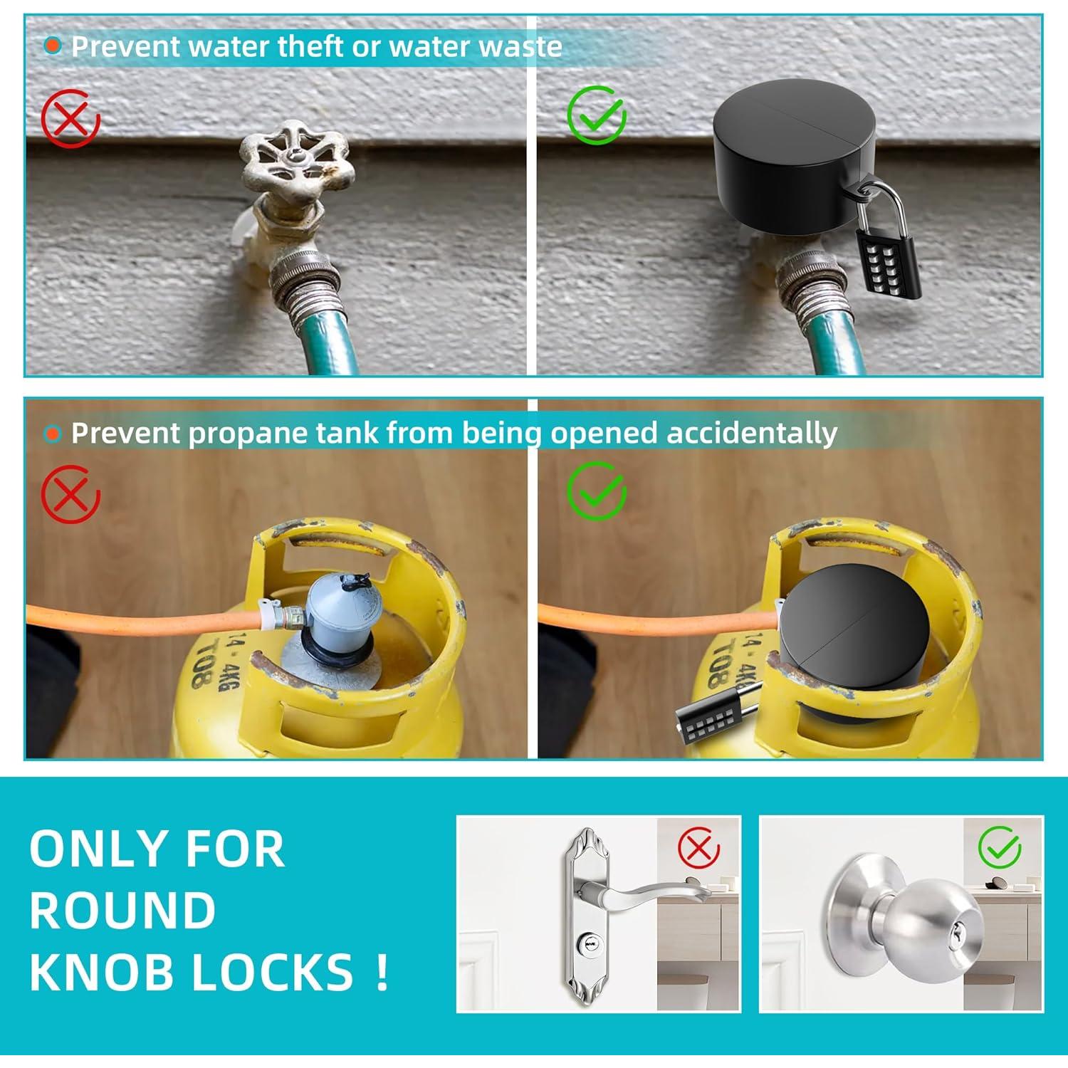 Dispositivo de bloqueo de pomo de puerta JUGGHOME 2 Pack - Negro