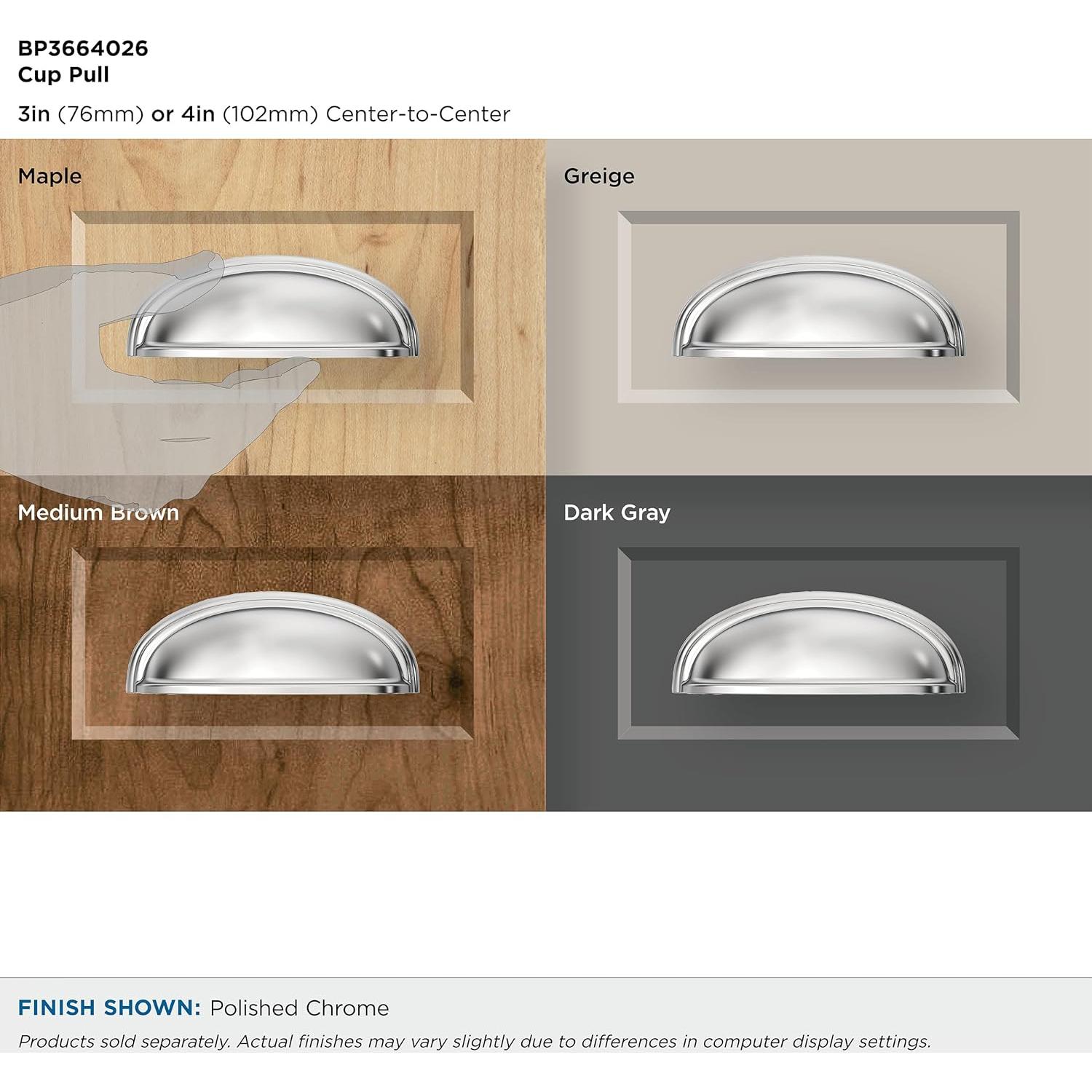 Tirador de Taza Amerock BP3664026 76mm Cromo Pulido