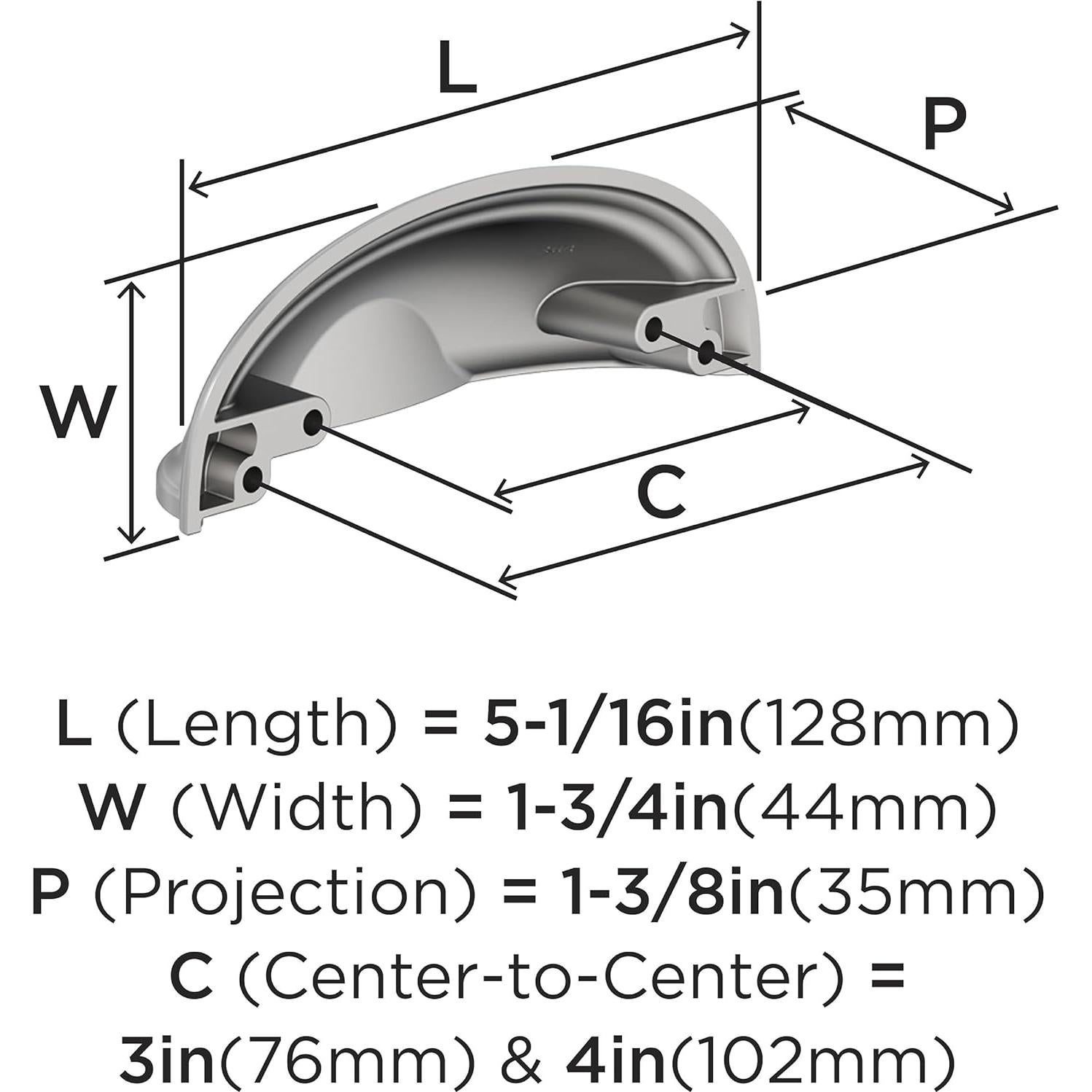 Tirador de Taza Amerock BP3664026 76mm Cromo Pulido