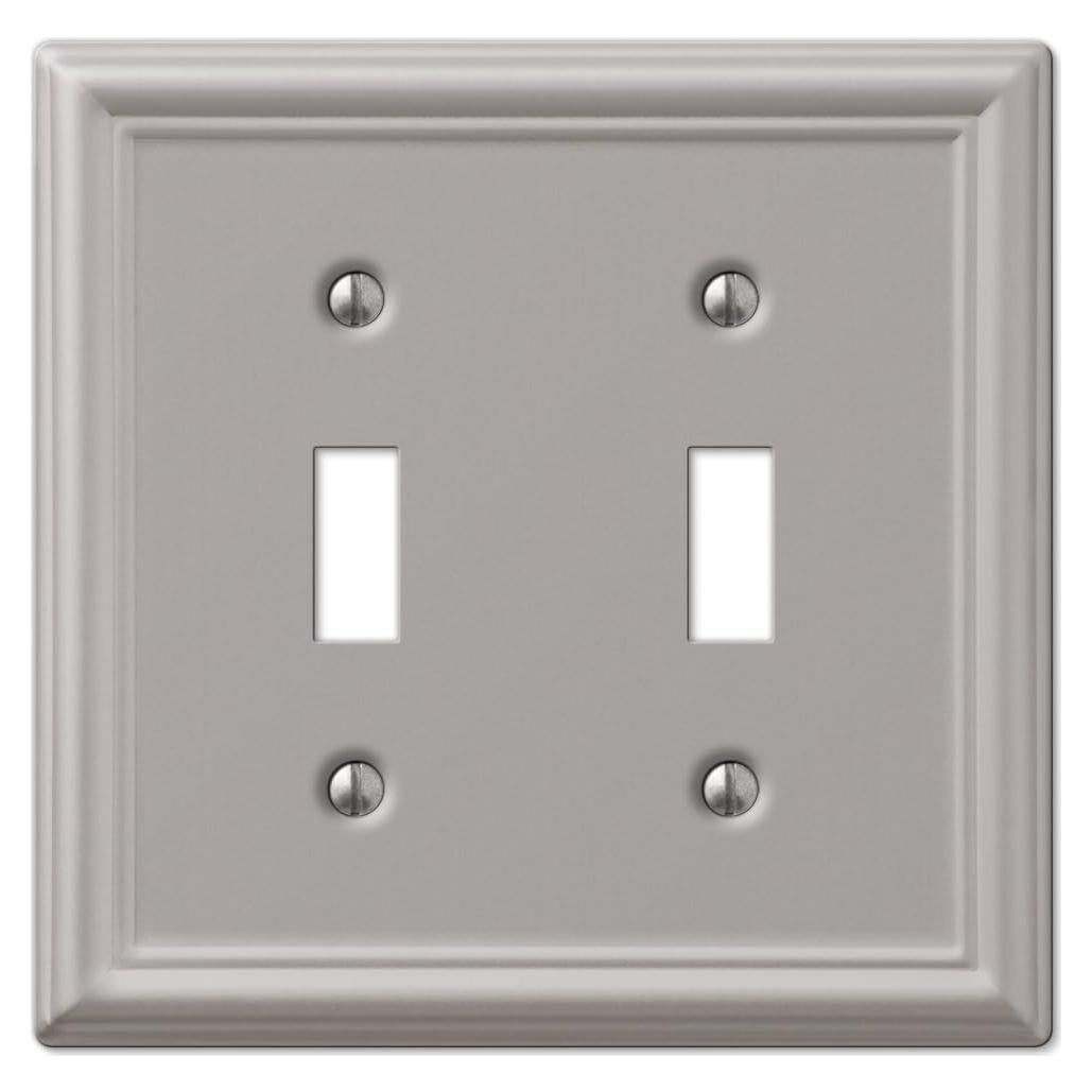 Placa de Pared Doble Interruptor Amerelle 149TTBN Niquel Cepillado
