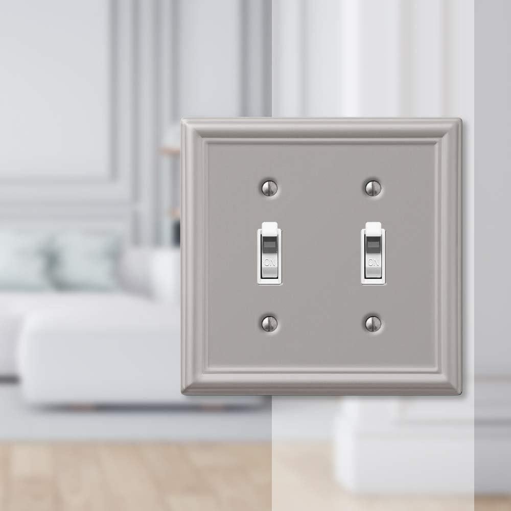 Placa de Pared Doble Interruptor Amerelle 149TTBN Niquel Cepillado