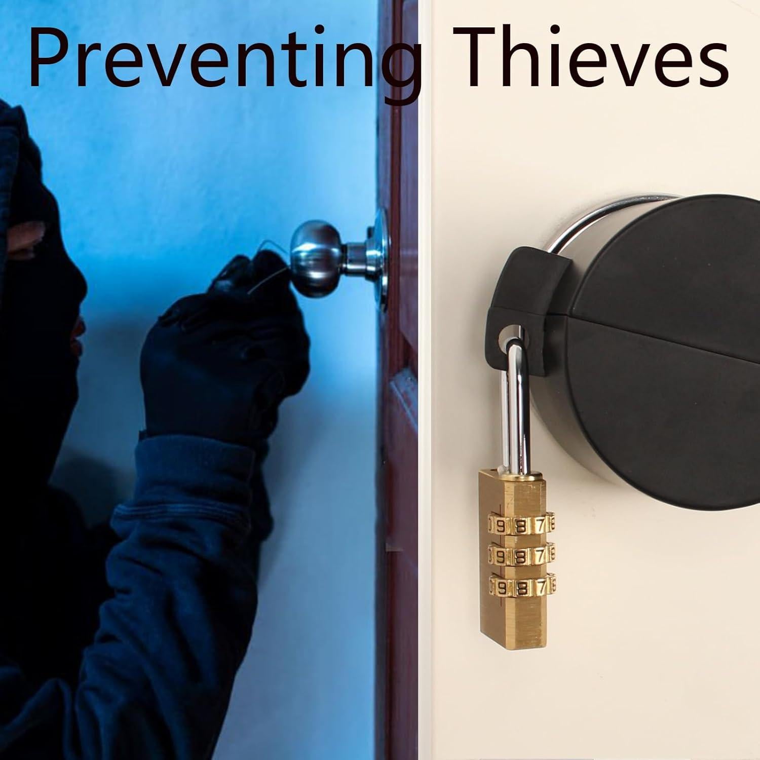 Cerradura de Perilla Temeili Negra para Puertas - Sin Perforación