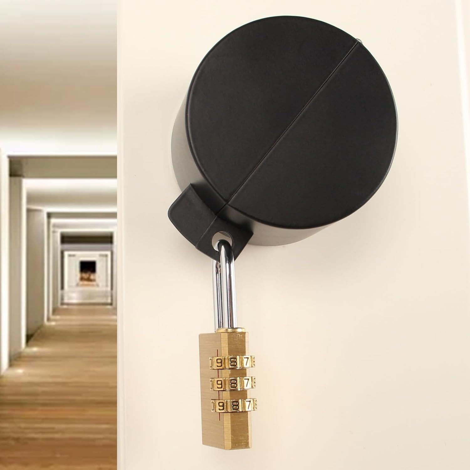 Cerradura de Perilla Temeili Negra para Puertas - Sin Perforación