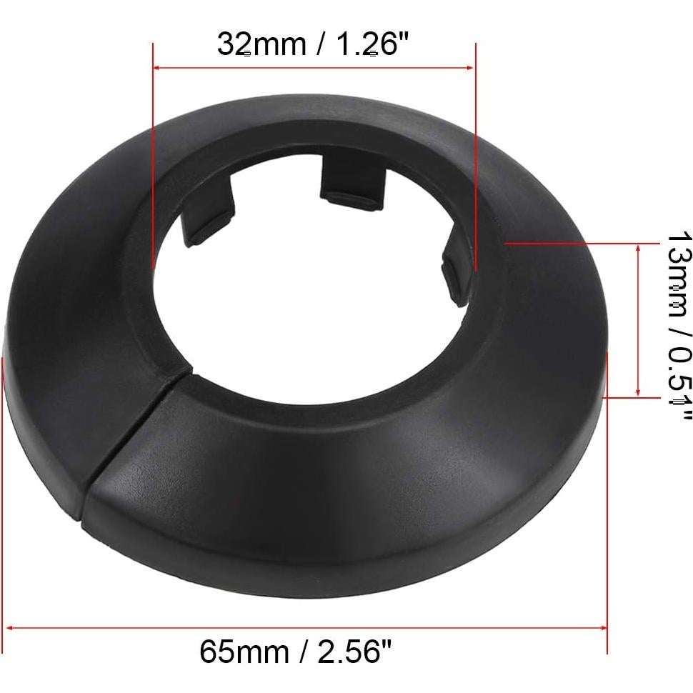 Cubierta Decorativa de Tubería uxcell 32mm Plástico Negro 8pcs