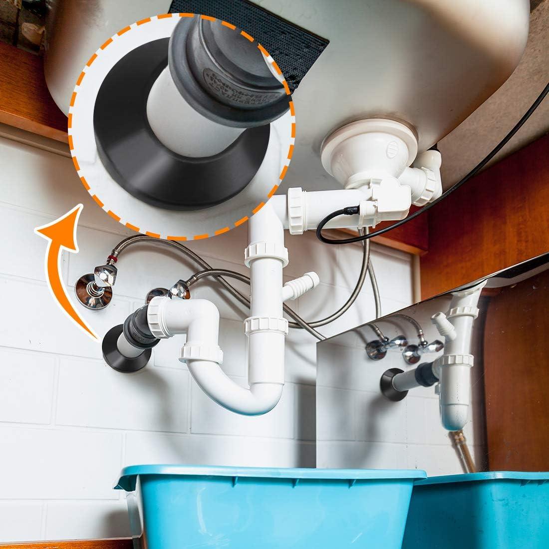 Cubierta Decorativa de Tubería uxcell 32mm Plástico Negro 8pcs