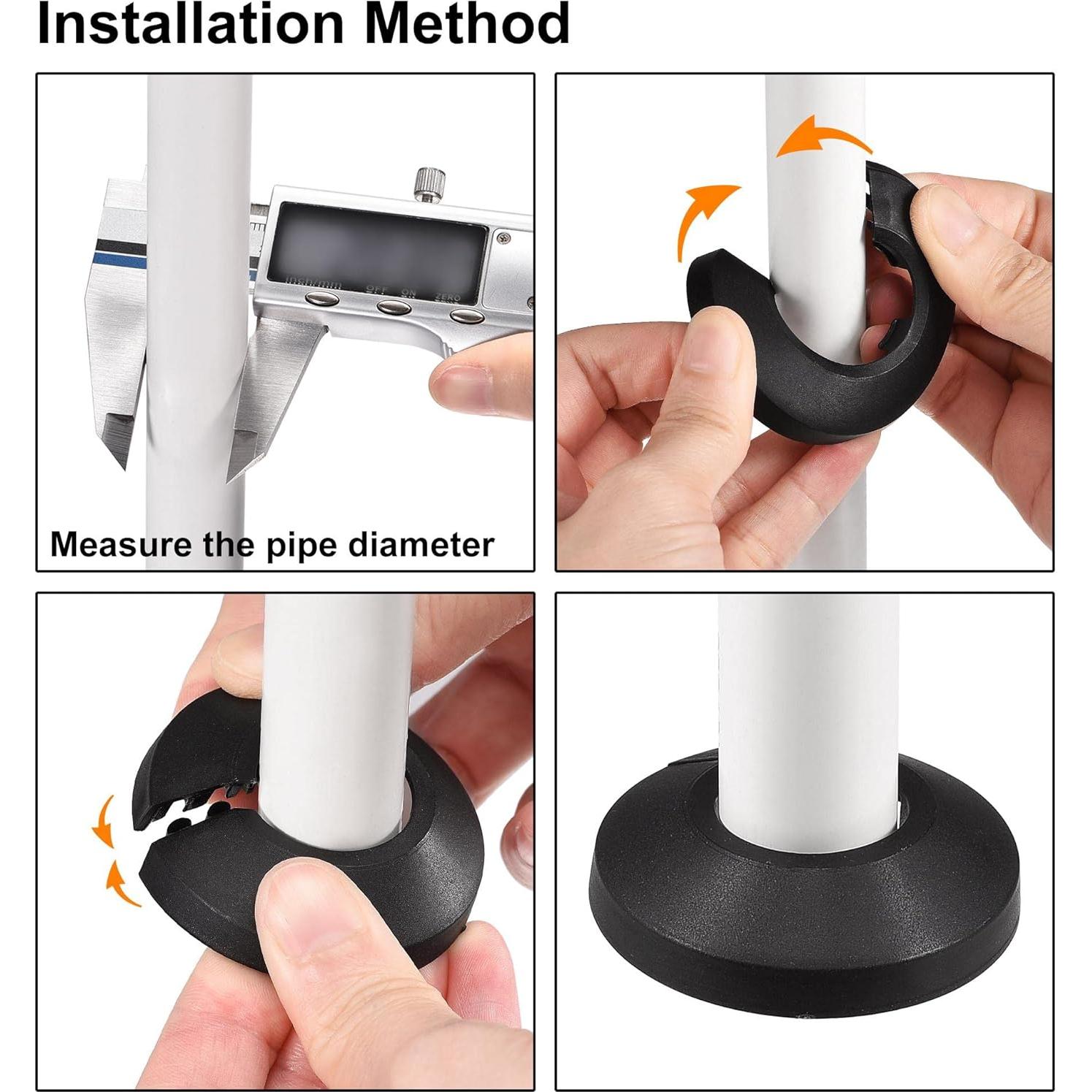 Cubierta Decorativa de Tubería uxcell 32mm Plástico Negro 8pcs