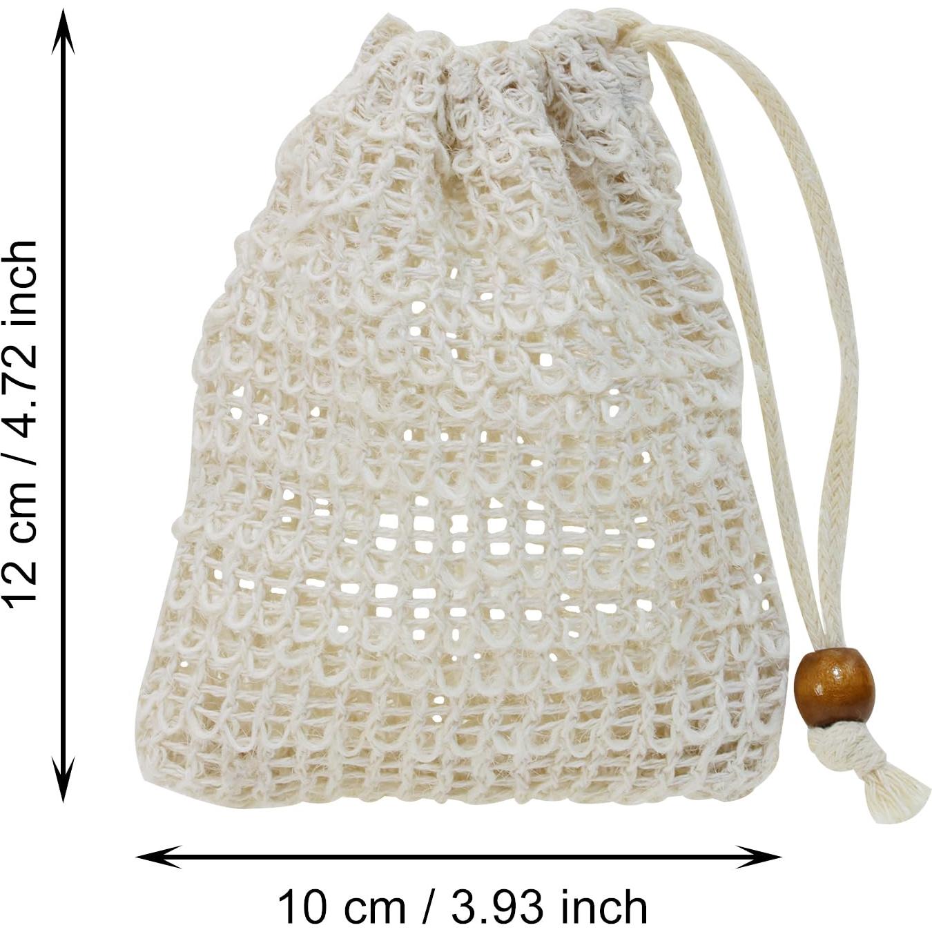 3pcs Bolsa de Jabón Red de Sisal Natural 10x12cm Albaricoque