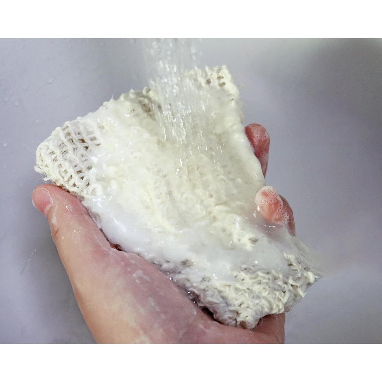 3pcs Bolsa de Jabón Red de Sisal Natural 10x12cm Albaricoque